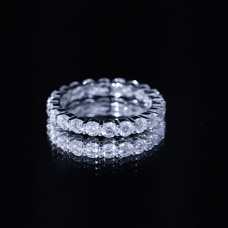 Round Cubic Zirconia Full Eternity Band Ring AAAA - Rosec Jewels