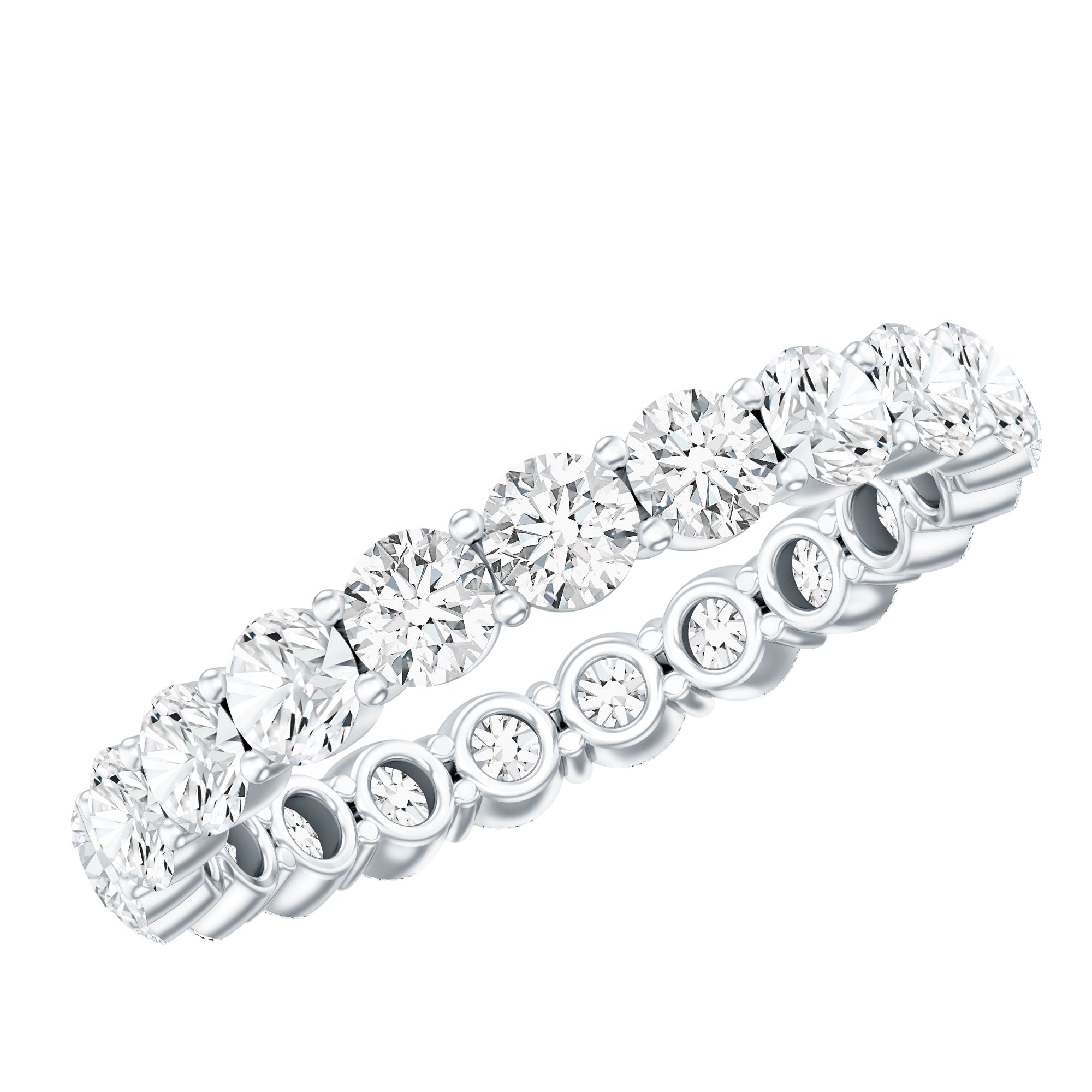 Round Cubic Zirconia Full Eternity Band Ring AAAA - Rosec Jewels