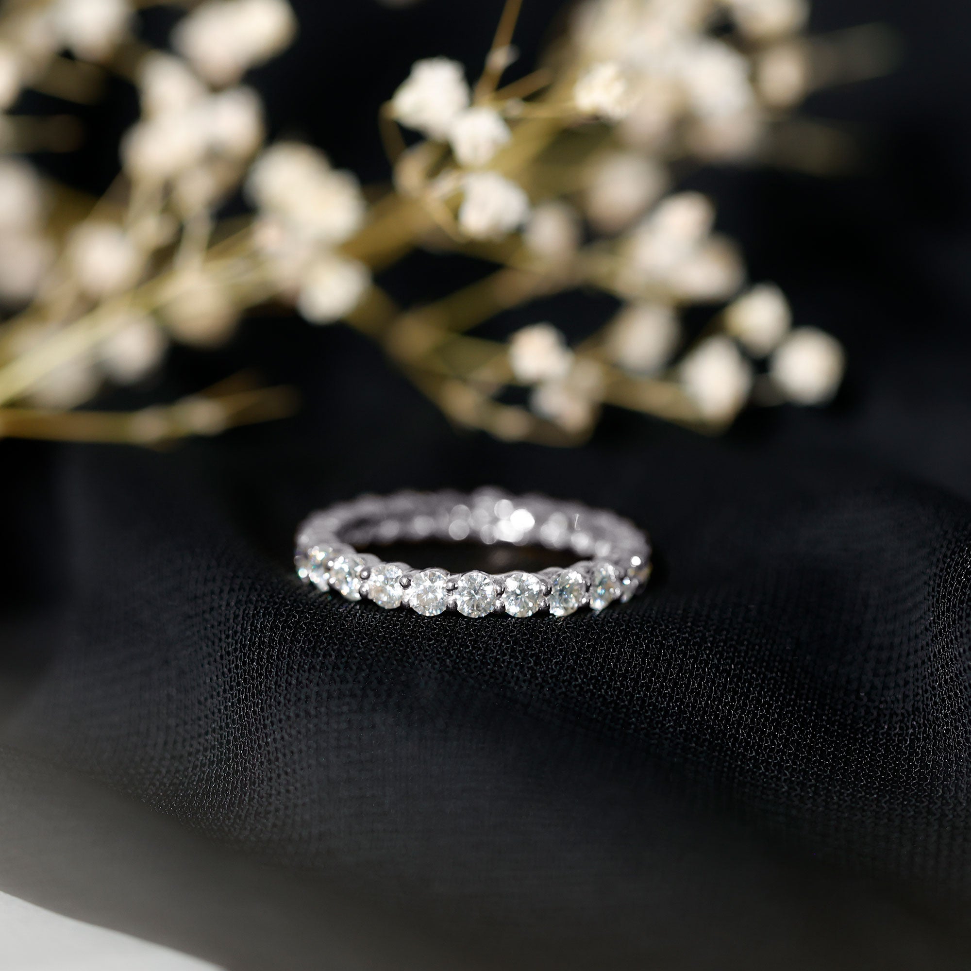 Round Cubic Zirconia Full Eternity Band Ring AAAA - Rosec Jewels