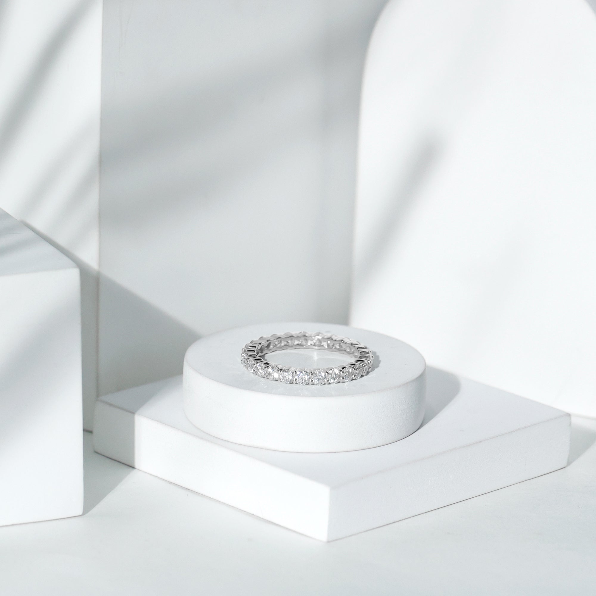 Round Cubic Zirconia Full Eternity Band Ring AAAA - Rosec Jewels