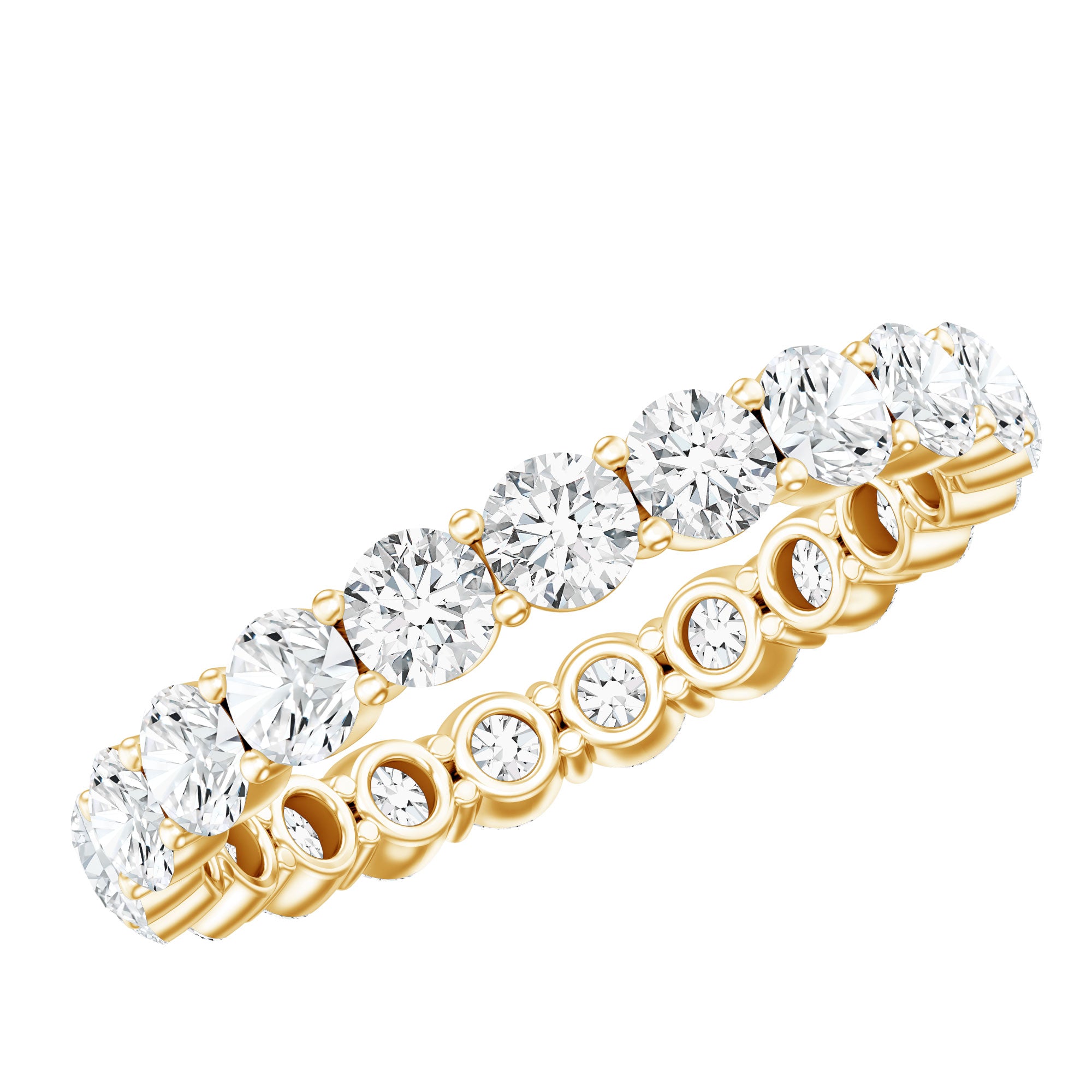 Round Cubic Zirconia Full Eternity Band Ring AAAA - Rosec Jewels