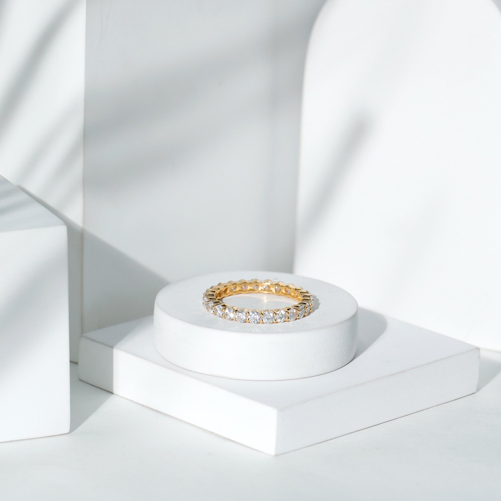 Round Cubic Zirconia Full Eternity Band Ring AAAA - Rosec Jewels