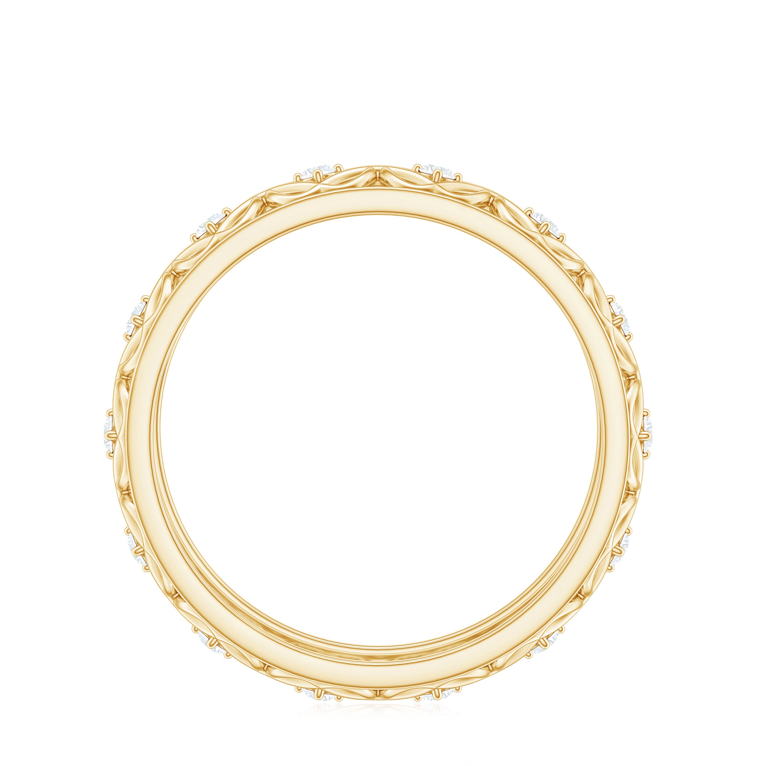 Vintage Inspired Zircon Celtic Knot Full Eternity Band Ring in Gold AAAA - Rosec Jewels