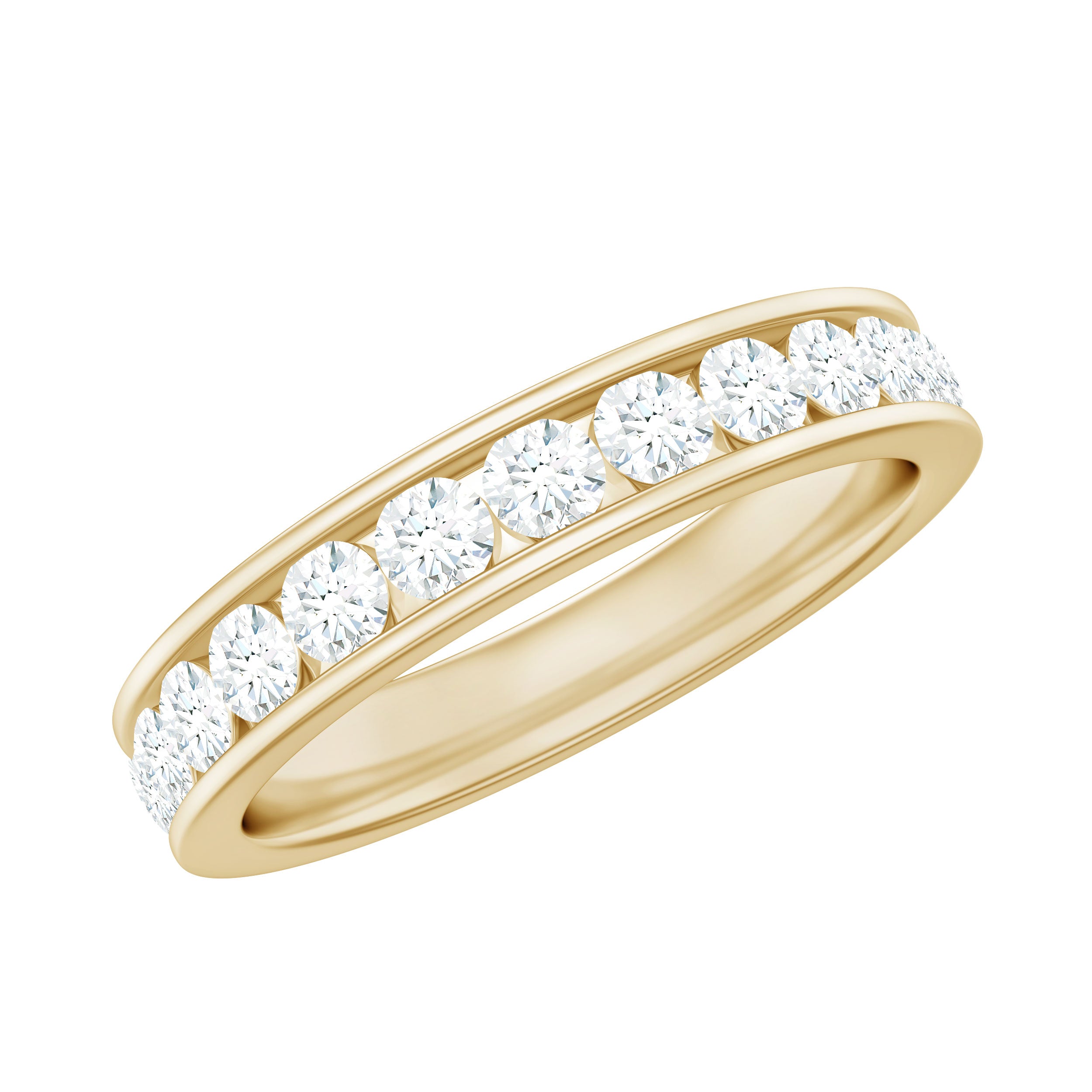 3 CT Channel Set Round Moissanite Full Eternity Band Ring D-VS1 - Rosec Jewels
