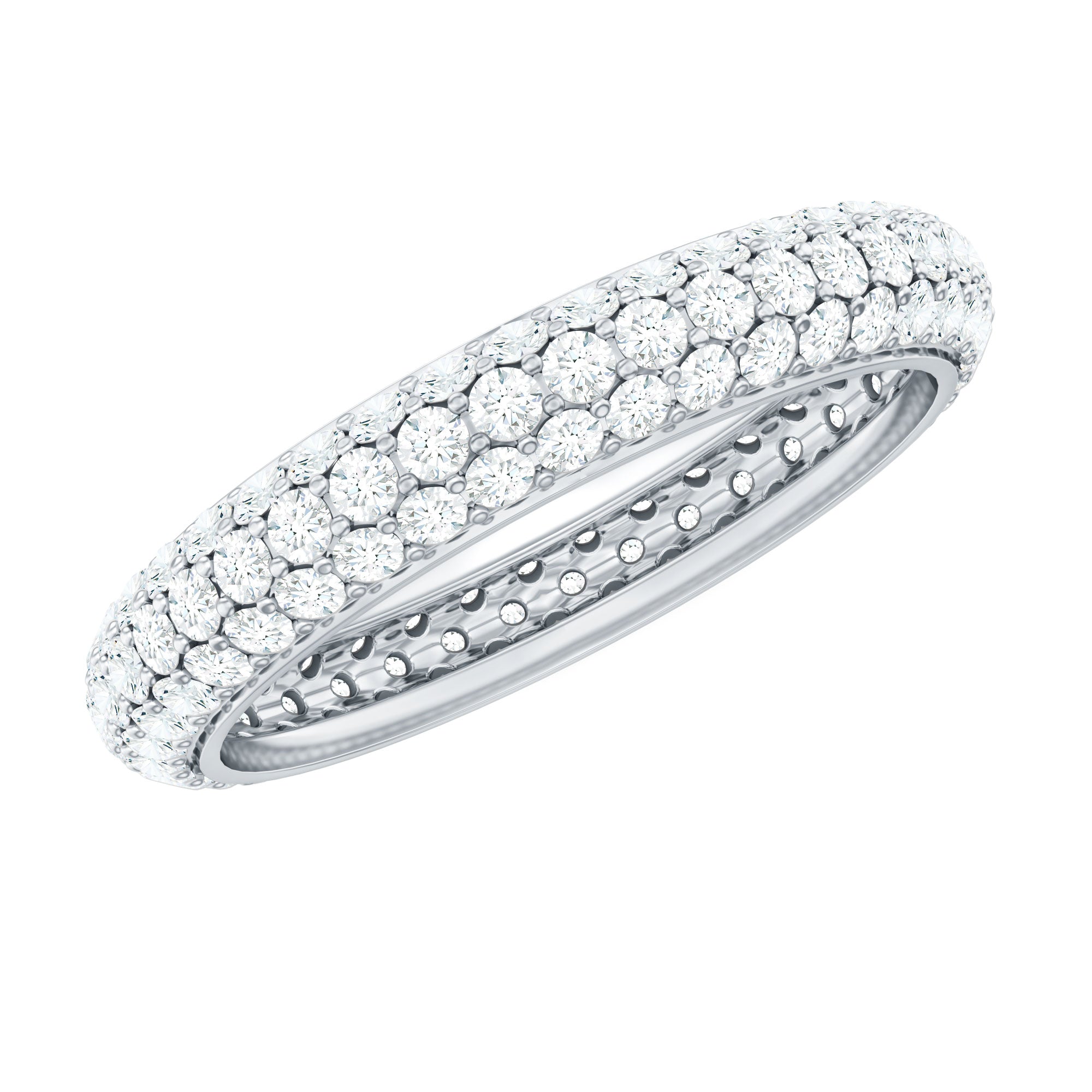 3 Carat Certified Simulated Diamond Three Row Wedding Band AAAA - Rosec Jewels