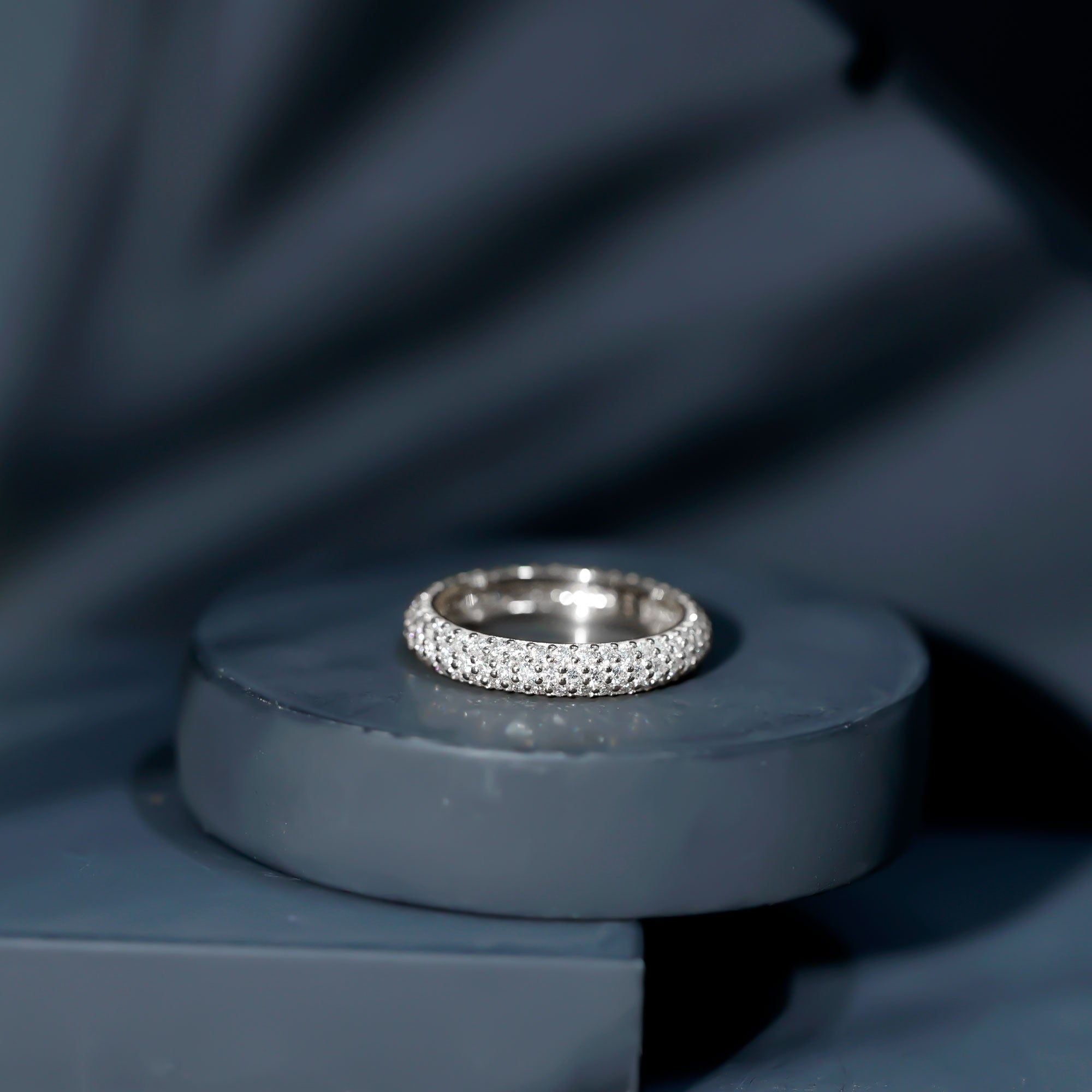 3 Carat Certified Simulated Diamond Three Row Wedding Band AAAA - Rosec Jewels