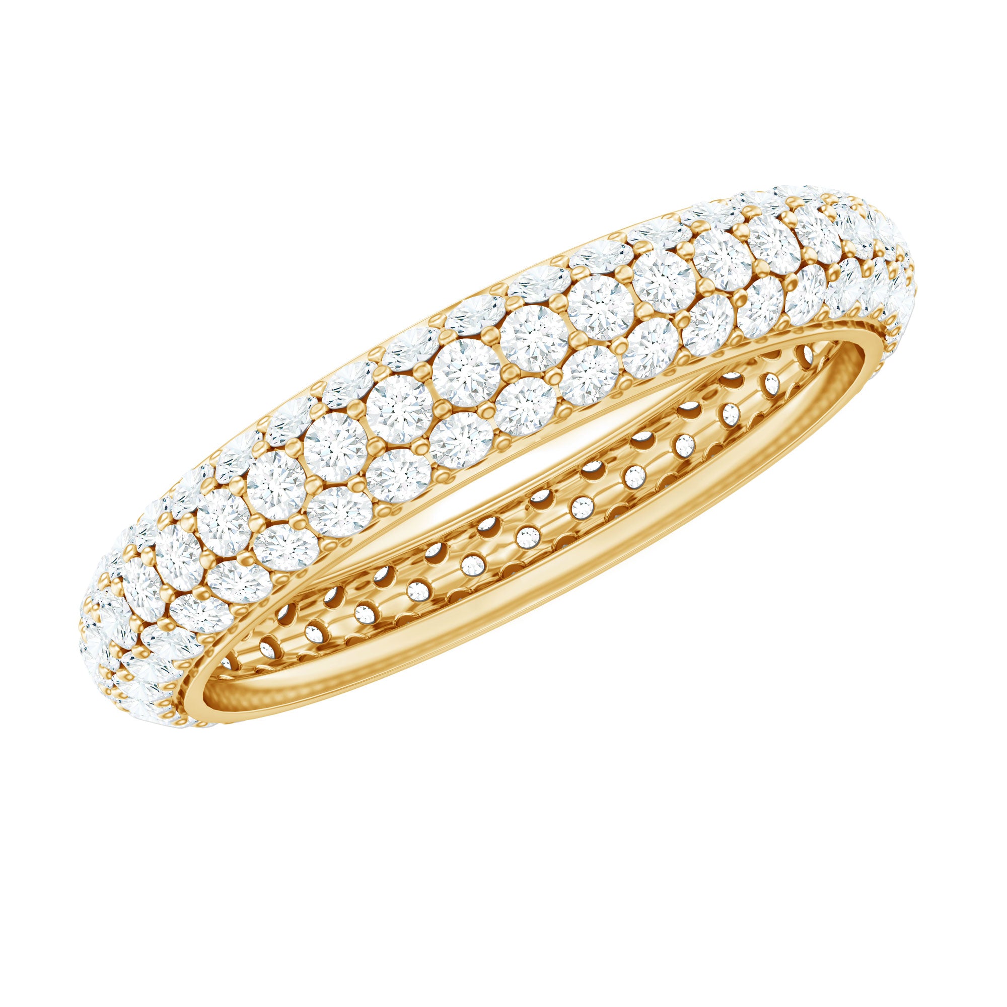 3 Carat Certified Simulated Diamond Three Row Wedding Band AAAA - Rosec Jewels