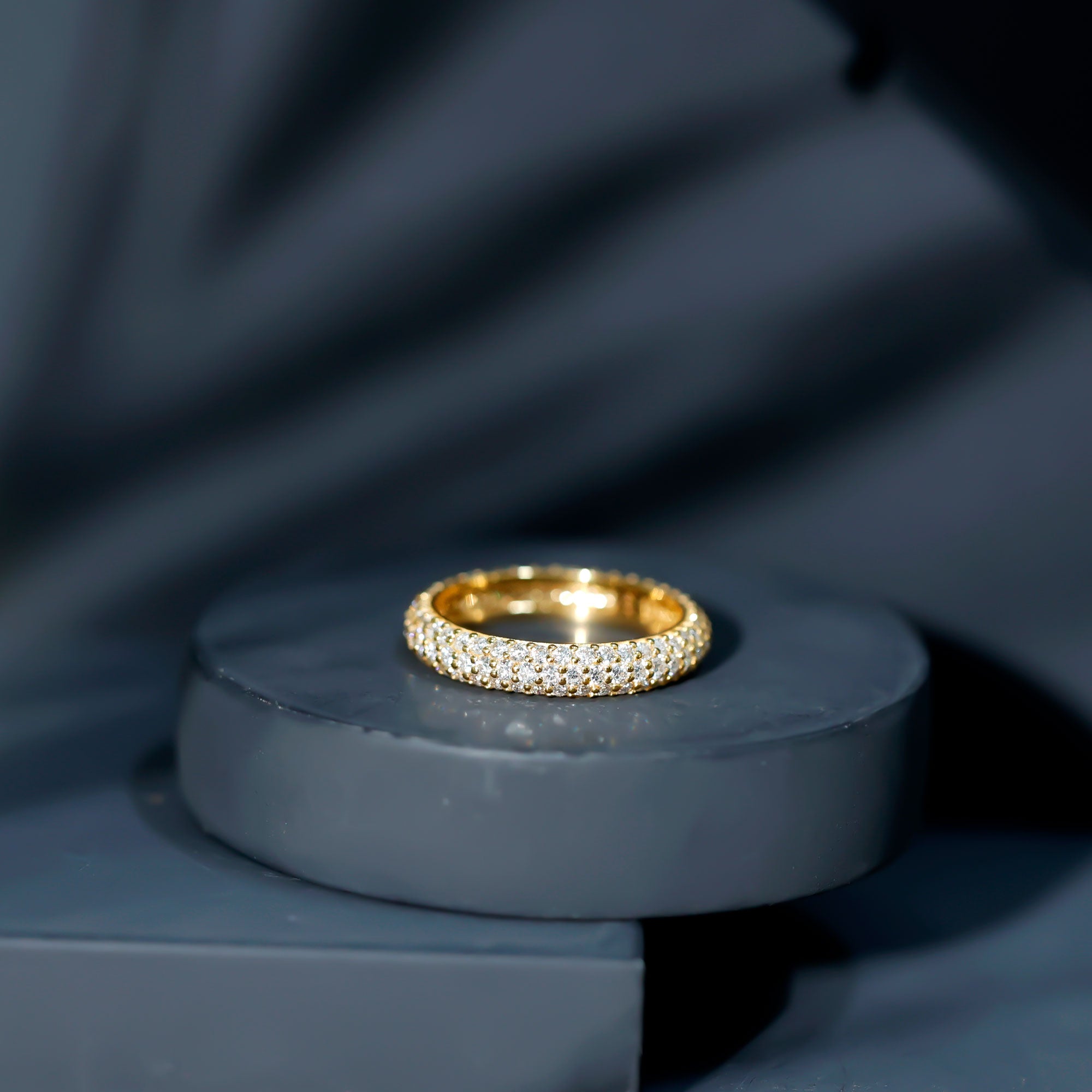 3 Carat Certified Simulated Diamond Three Row Wedding Band AAAA - Rosec Jewels