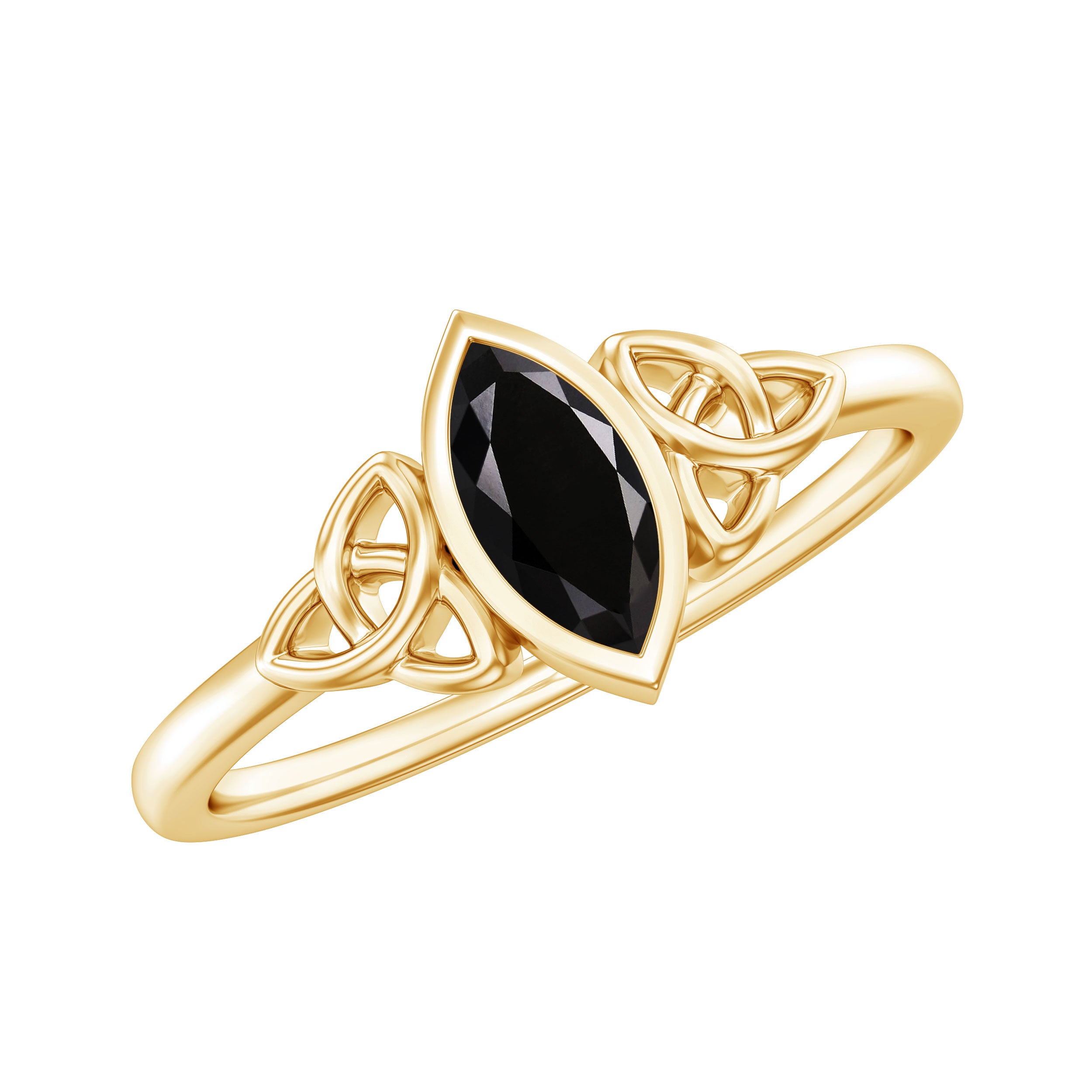 Marquise Shape Black Spinel Solitaire Promise Ring AAA - Rosec Jewels