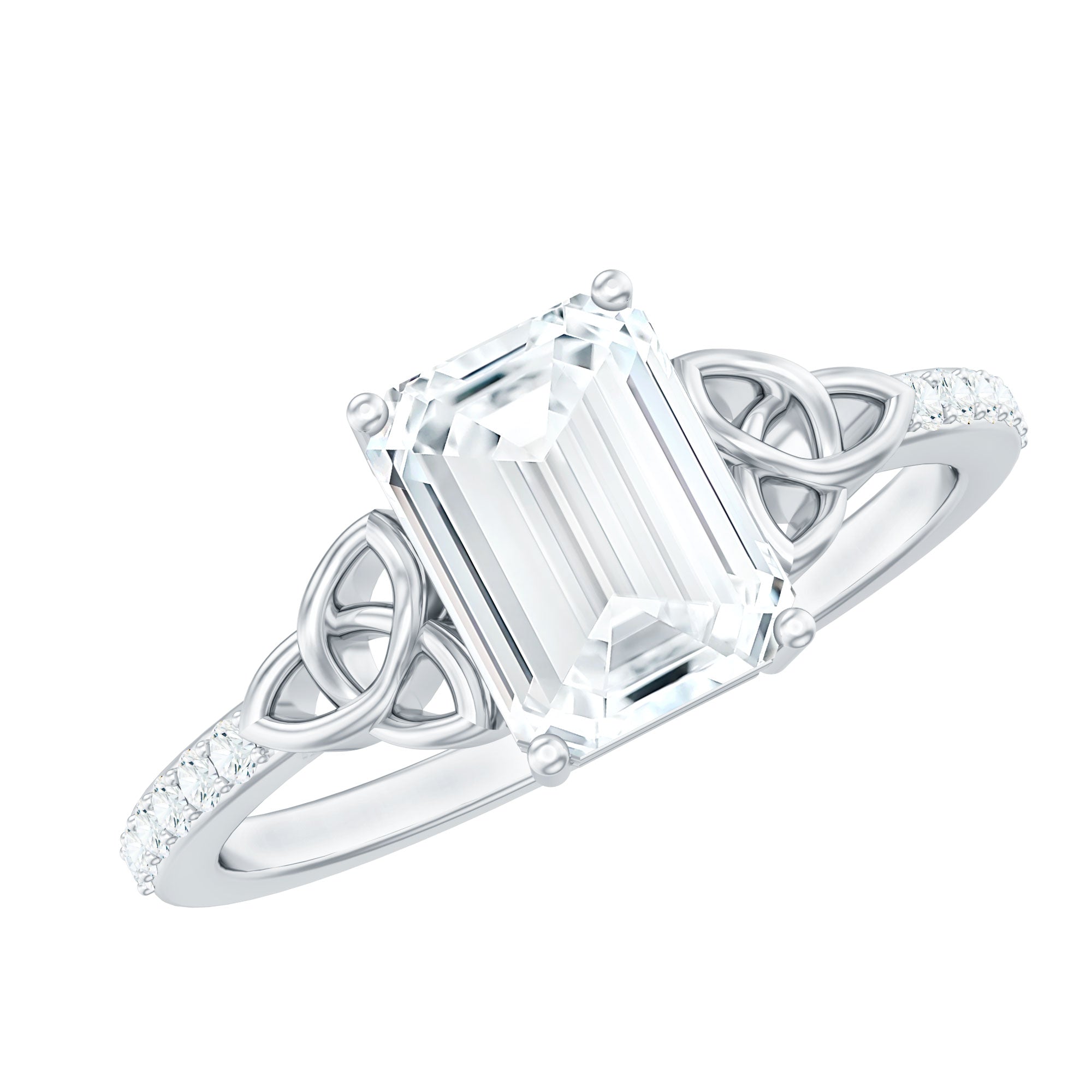 2.75 CT Emerald Cut Zircon Solitaire Celtic Engagement Ring in Gold