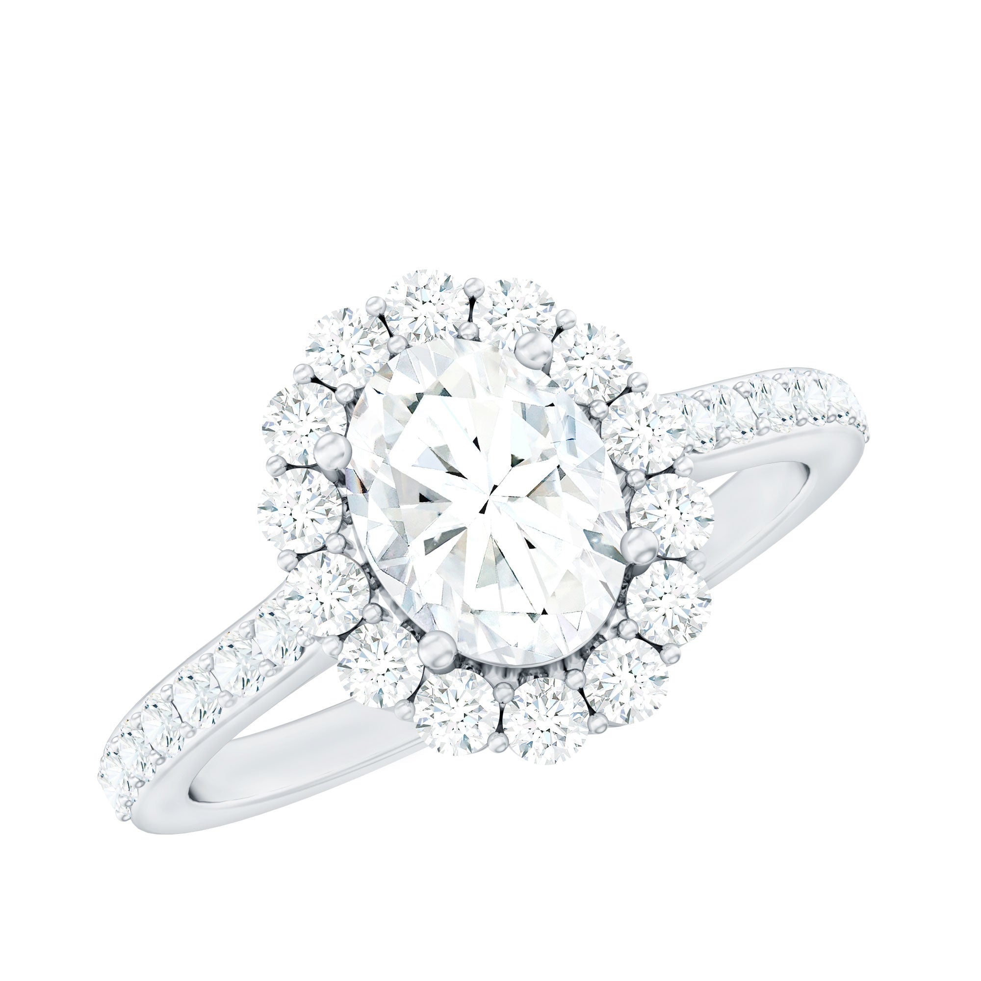 2.5 CT Oval Moissanite Classic Halo Engagement Ring