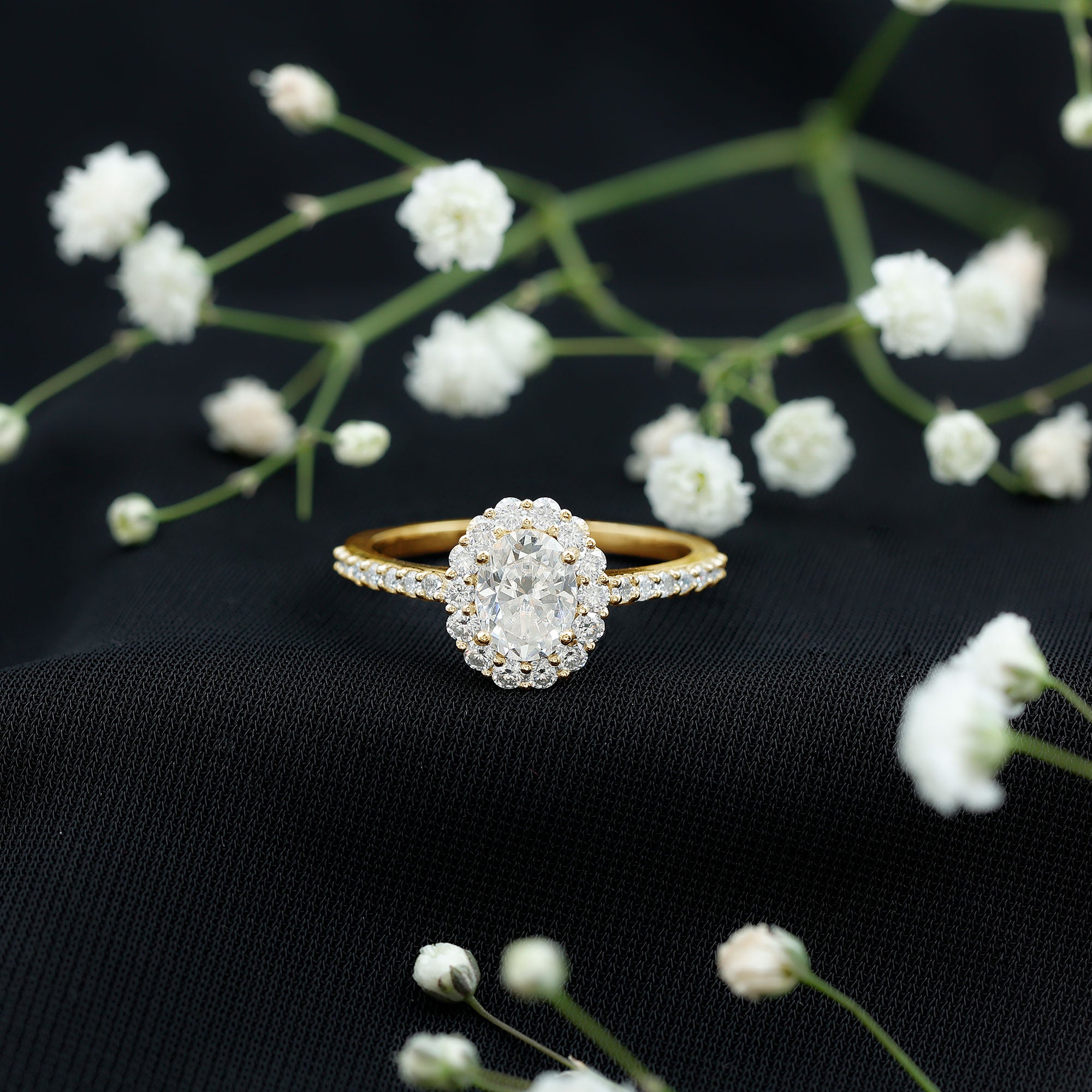 1.2 Carat Oval Cut Simulated Diamond Halo Engagement Ring AAAA - Rosec Jewels