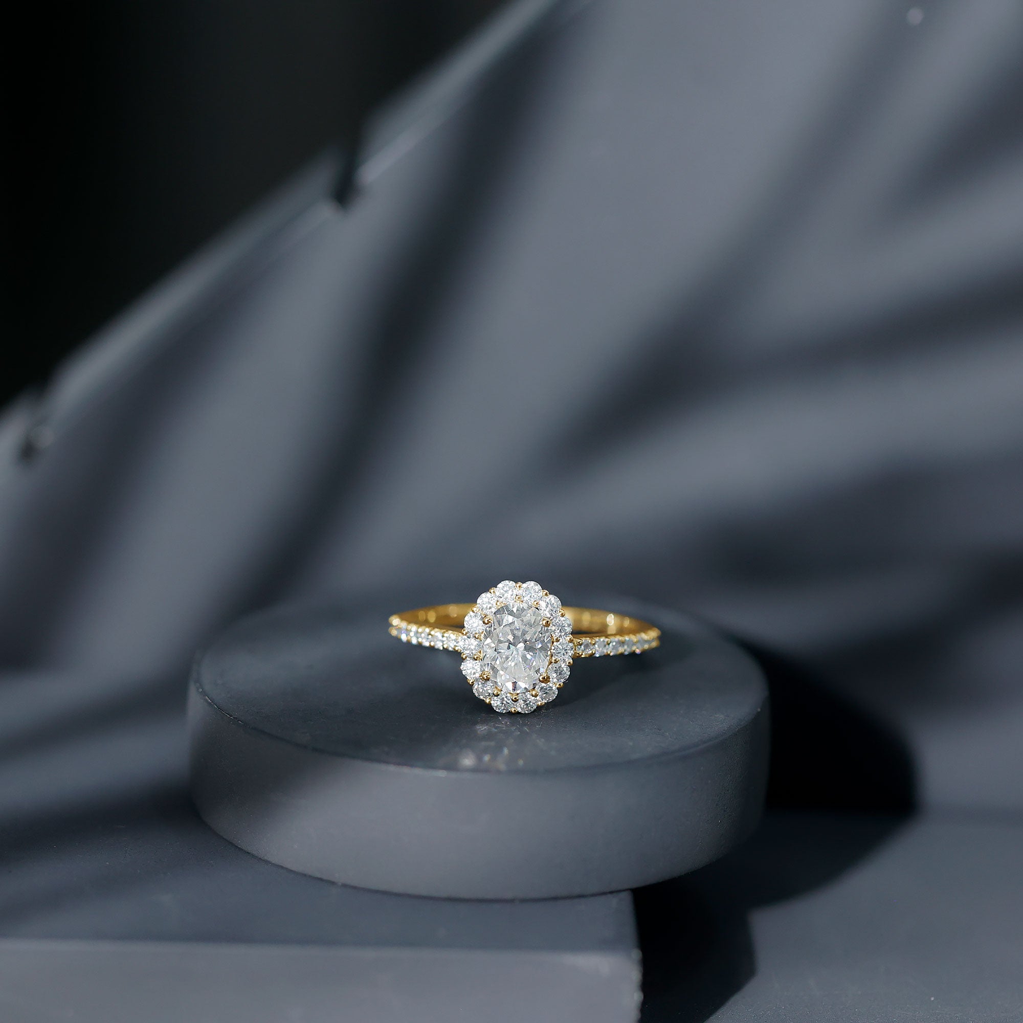 1.2 Carat Oval Cut Simulated Diamond Halo Engagement Ring AAAA - Rosec Jewels