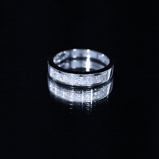 Princess Cut Moissanite Half Eternity Band in Channel Setting D-VS1 - Rosec Jewels