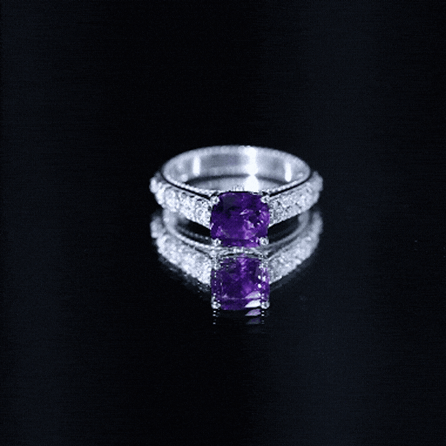 Vintage Inspired 2 Carat Amethyst Cushion Cut Engagement Ring with Diamond AAA - Rosec Jewels