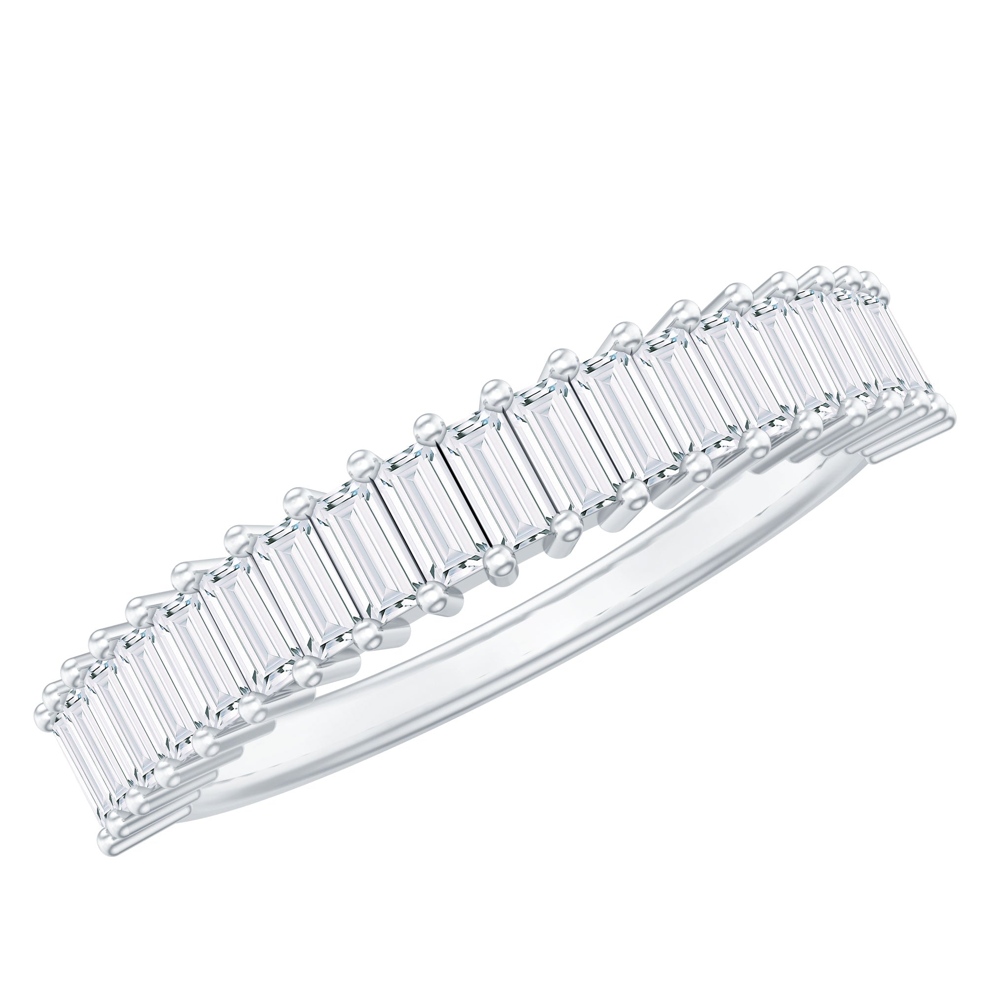 Minimal Baguette Cut Cubic Zirconia Half Eternity Ring AAAA - Rosec Jewels