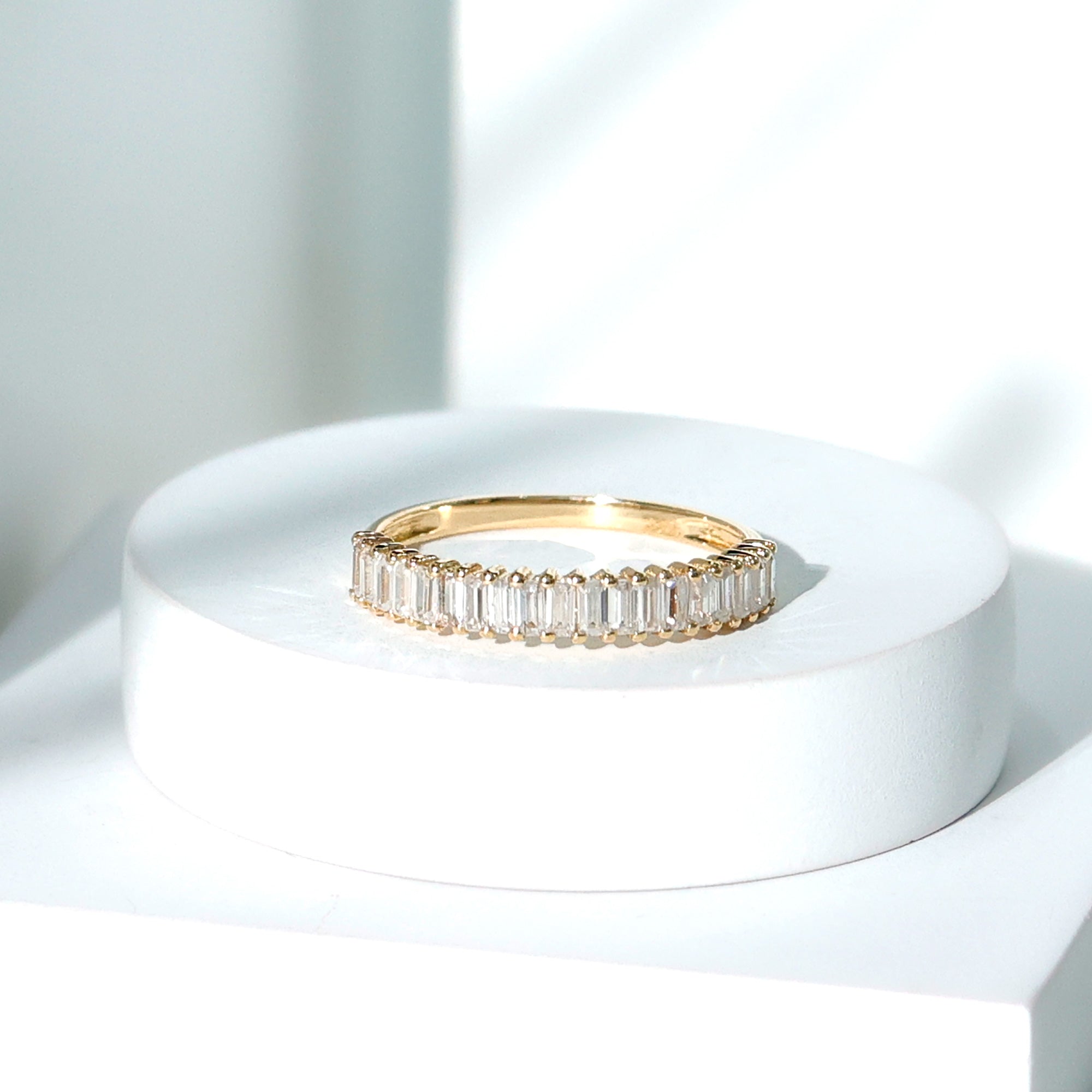 Minimal Baguette Cut Cubic Zirconia Half Eternity Ring AAAA - Rosec Jewels