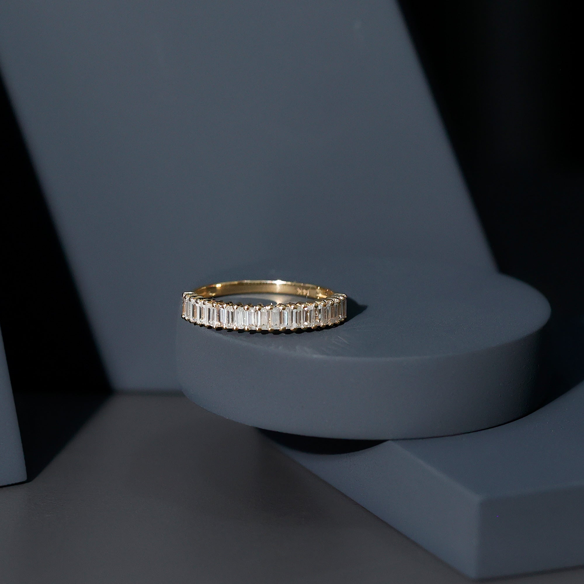 Minimal Baguette Cut Cubic Zirconia Half Eternity Ring AAAA - Rosec Jewels