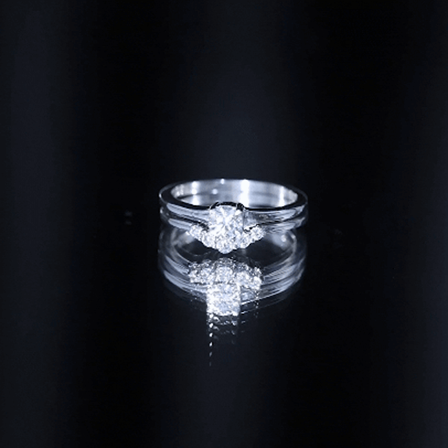 Round Cut Moissanite Engagement Ring with Wedding Band D-VS1 - Rosec Jewels