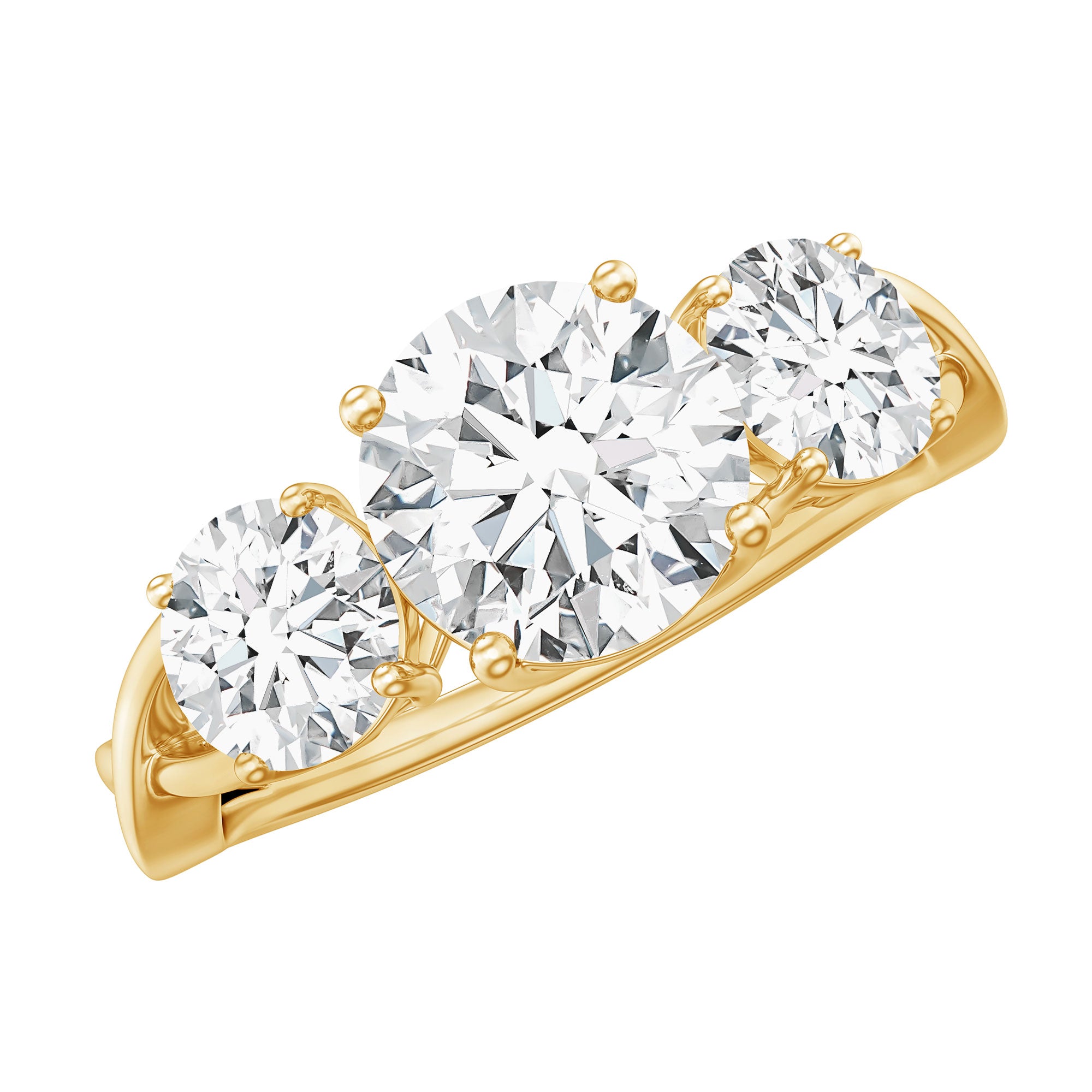 3 Stone Round Cubic Zirconia Crossover Engagement Ring AAAA - Rosec Jewels