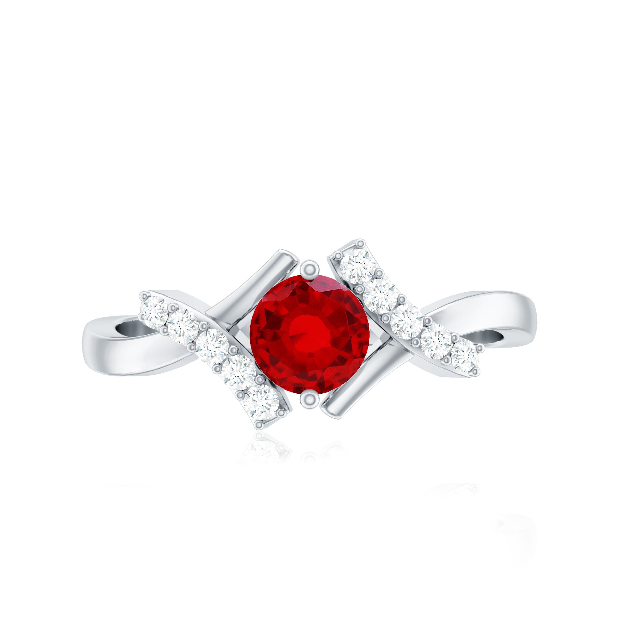 Lab Created Ruby and Diamond Promise Ring for Her AAAA - Rosec Jewels