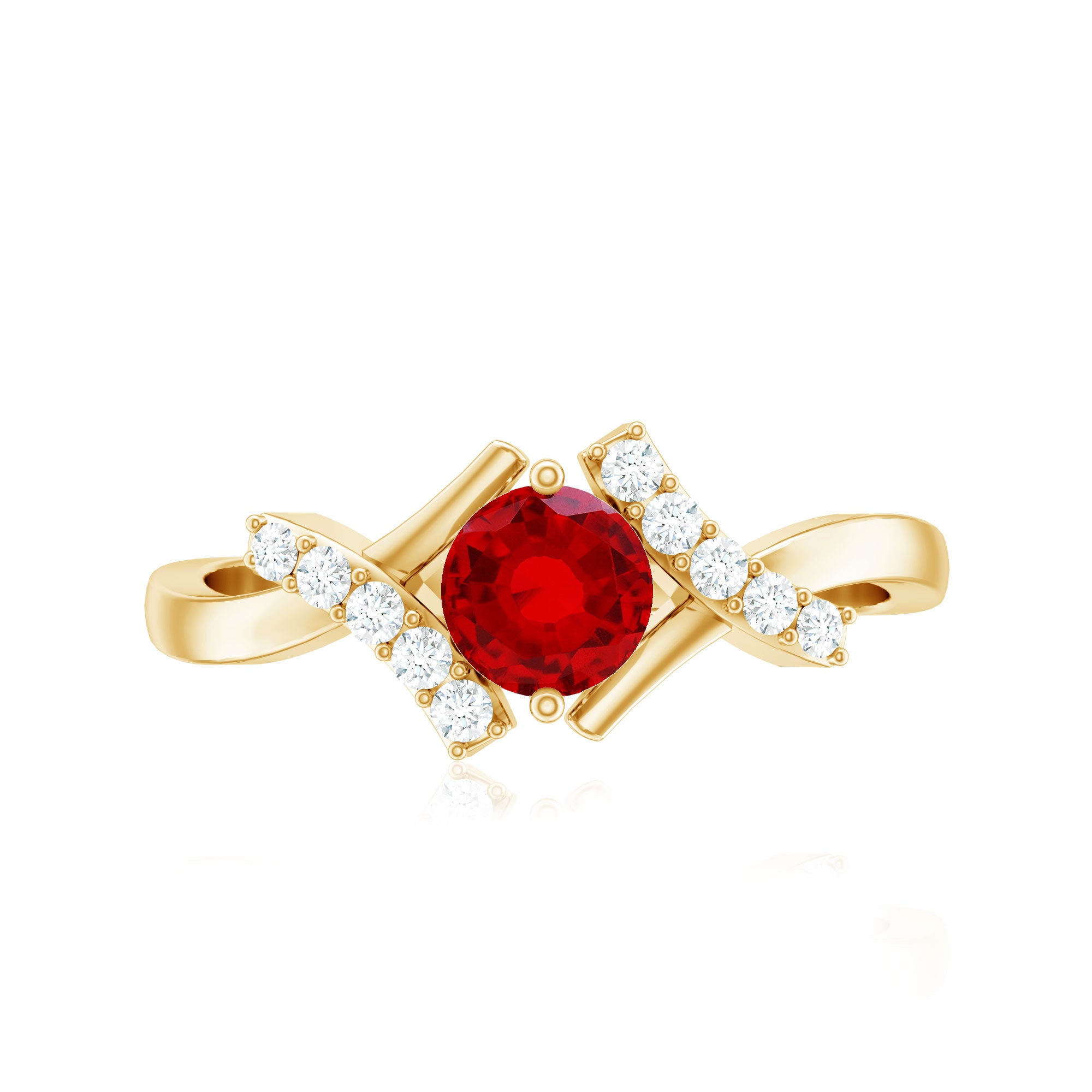 Lab Created Ruby and Diamond Promise Ring for Her AAAA - Rosec Jewels