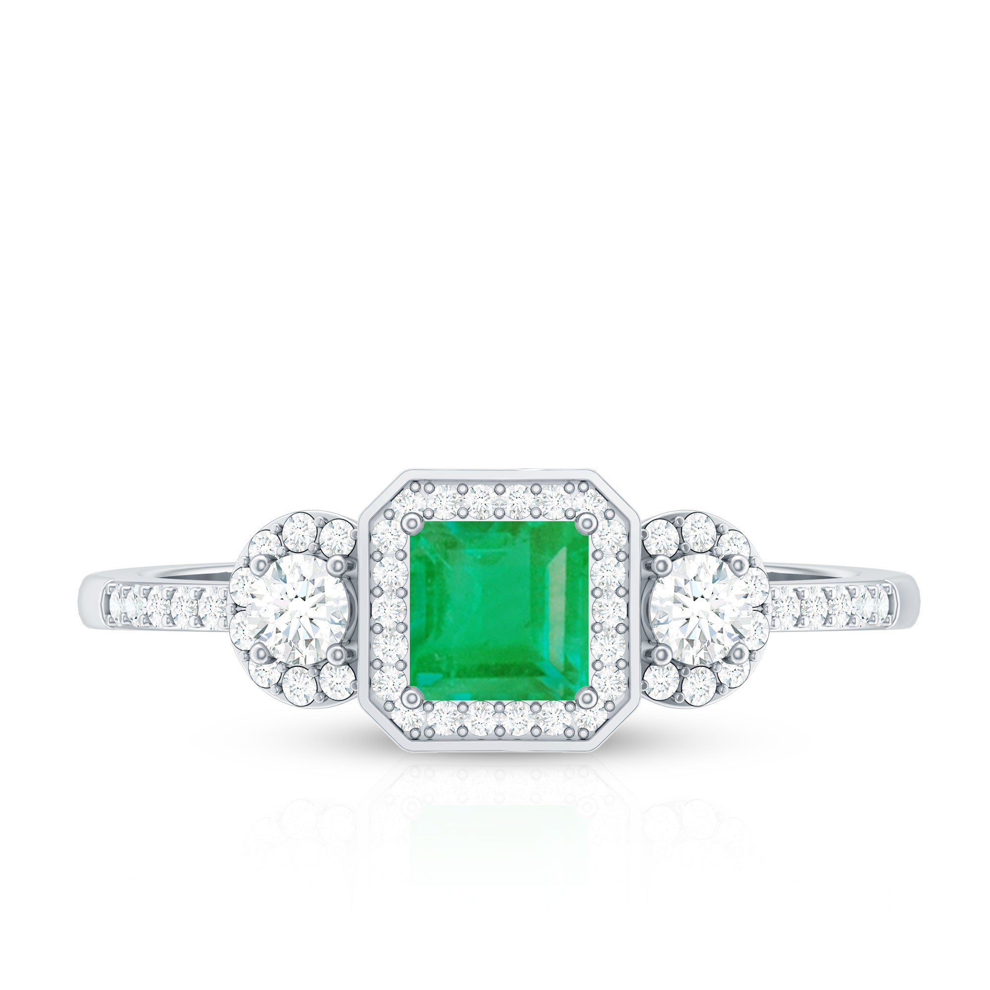 Princess Cut Emerald Classic Vintage Engagement Ring Diamond AAA - Rosec Jewels
