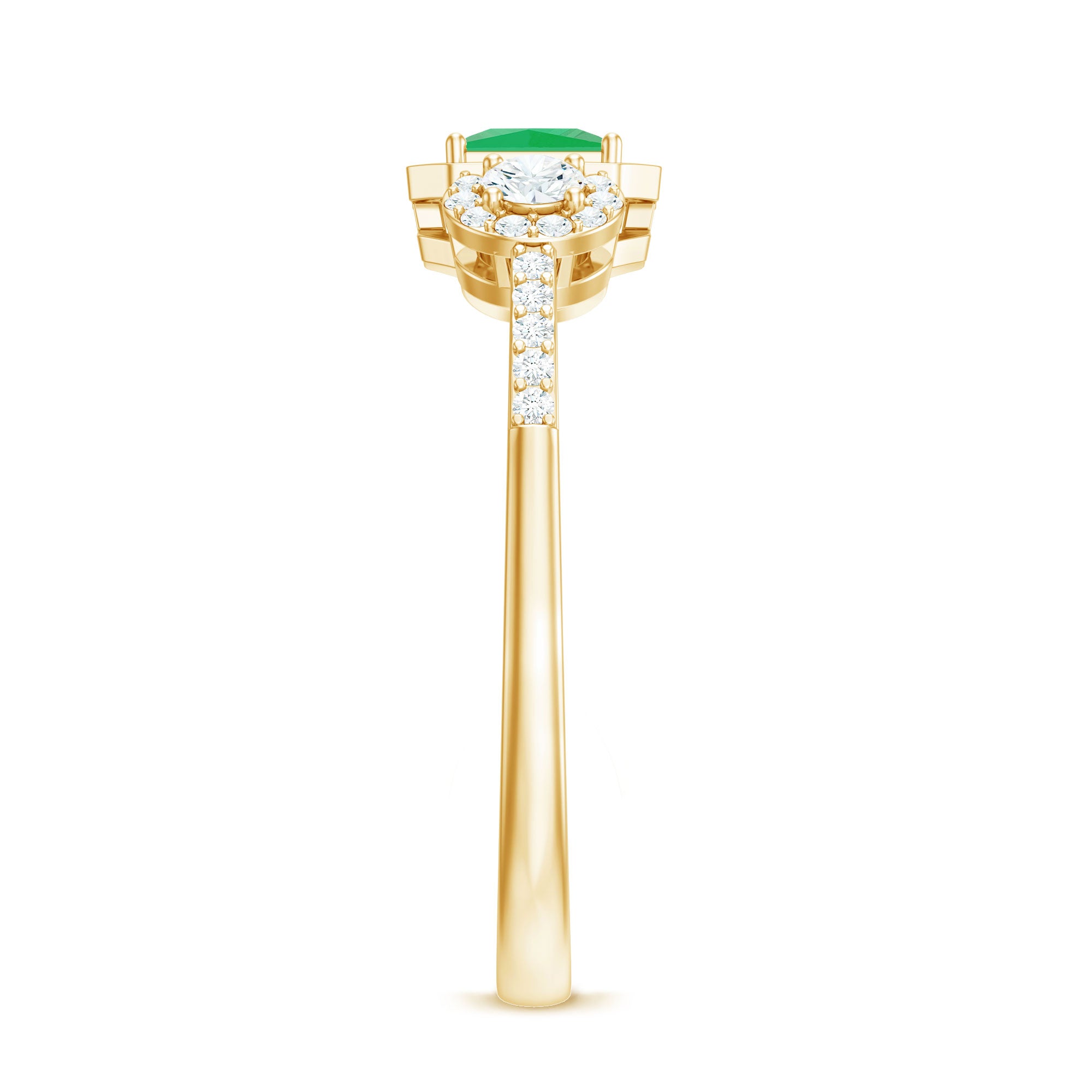 Princess Cut Emerald Classic Vintage Engagement Ring Diamond AAA - Rosec Jewels