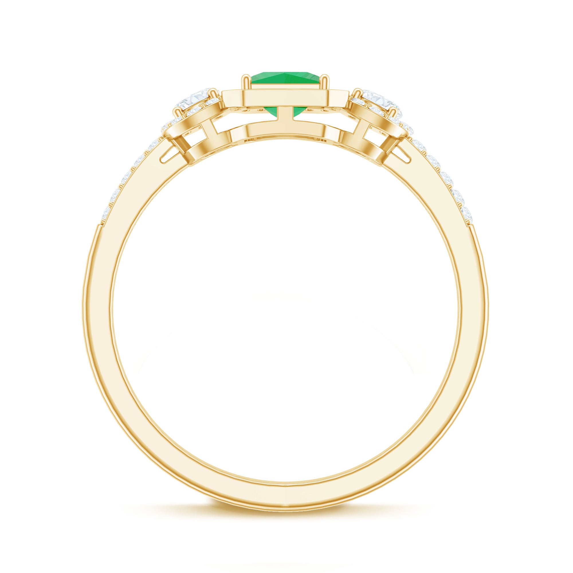 Princess Cut Emerald Classic Vintage Engagement Ring Diamond AAA - Rosec Jewels