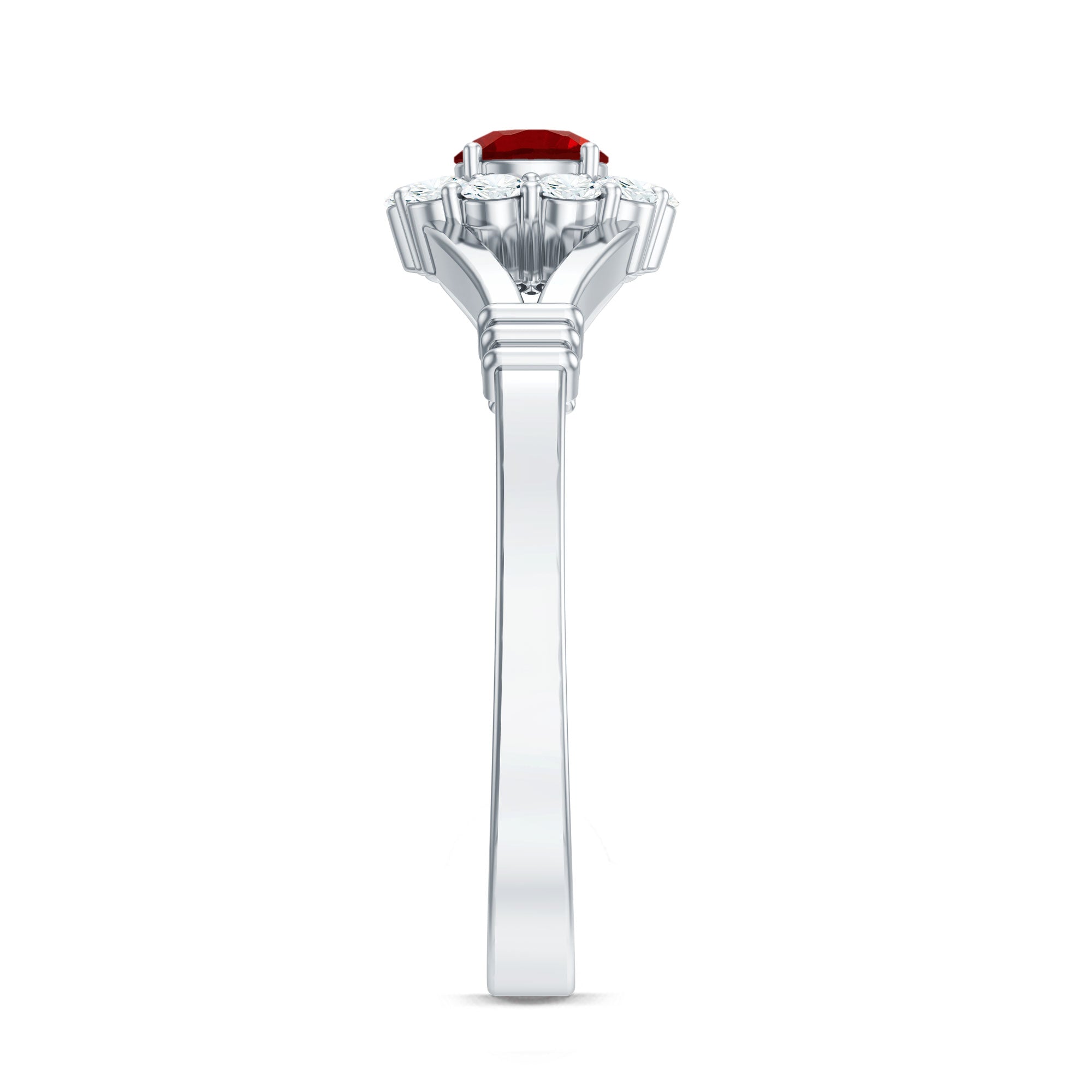 Lab Grown Ruby and Diamond Split Shank Engagement Ring AAAA - Rosec Jewels