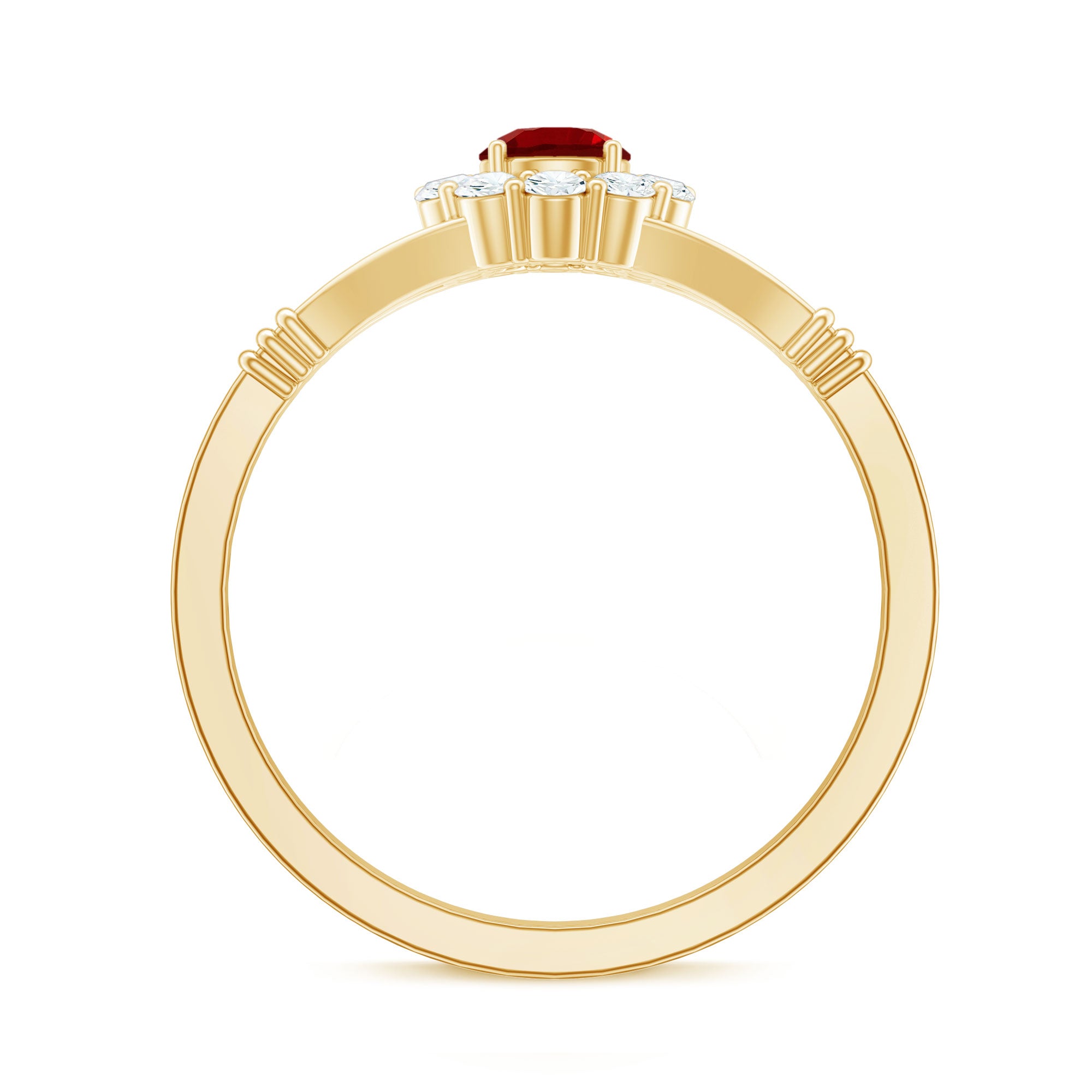 Lab Grown Ruby and Diamond Split Shank Engagement Ring AAAA - Rosec Jewels