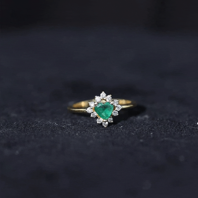 Rosec Jewels-Heart Shape Emerald and Diamond Promise Ring