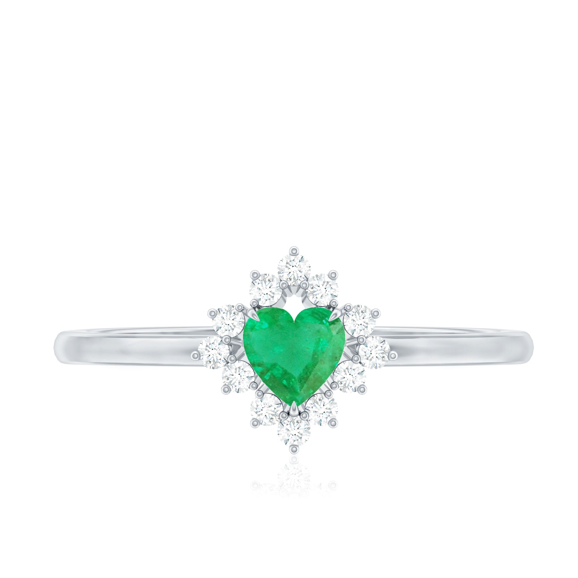 Rosec Jewels-Heart Shape Emerald and Diamond Promise Ring