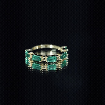 Rosec Jewels-Baguette Cut Lab Created Emerald Eternity Wedding Band