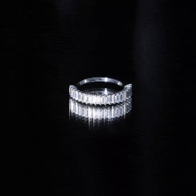 Rosec Jewels-Certified Baguette Moissanite Half Eternity Anniversary Band Ring