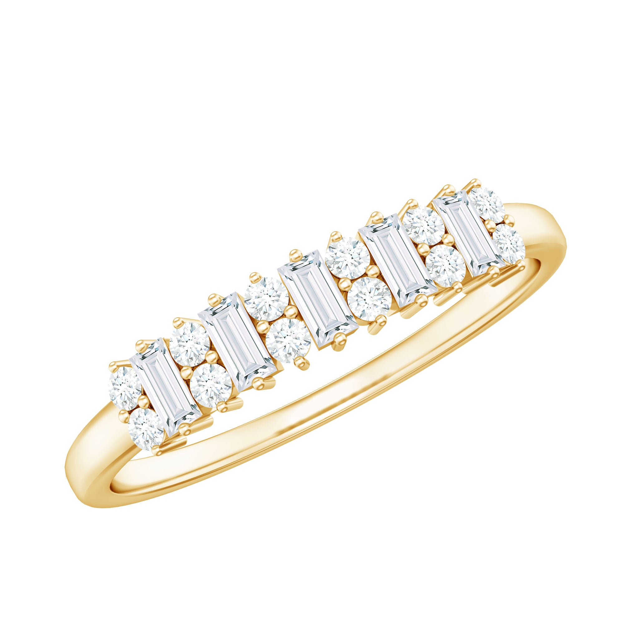 Anniversary Band Ring with Certified Moissanite Stones D-VS1 - Rosec Jewels
