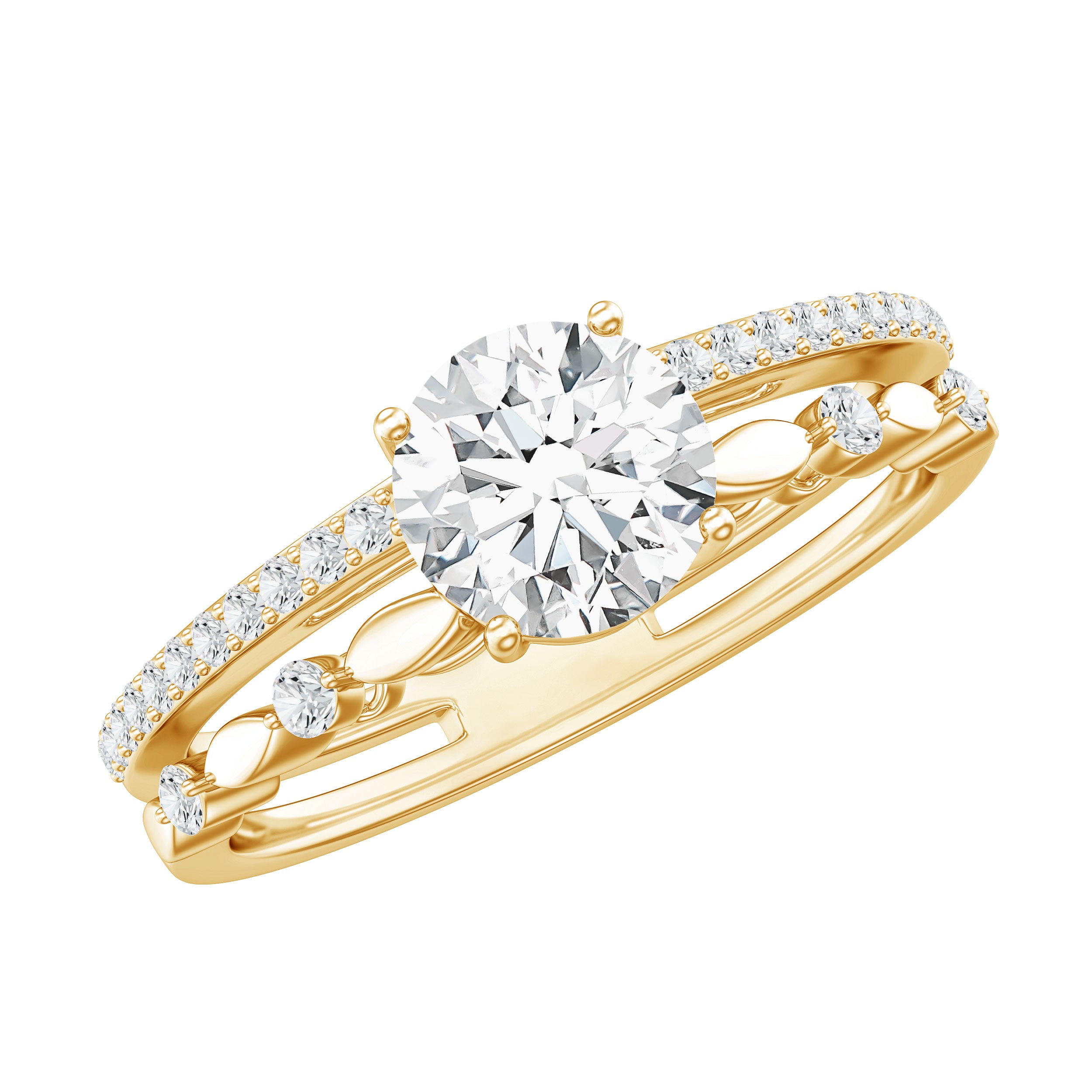 Certified Round Shape Moissanite Designer Engagement Ring D-VS1 - Rosec Jewels