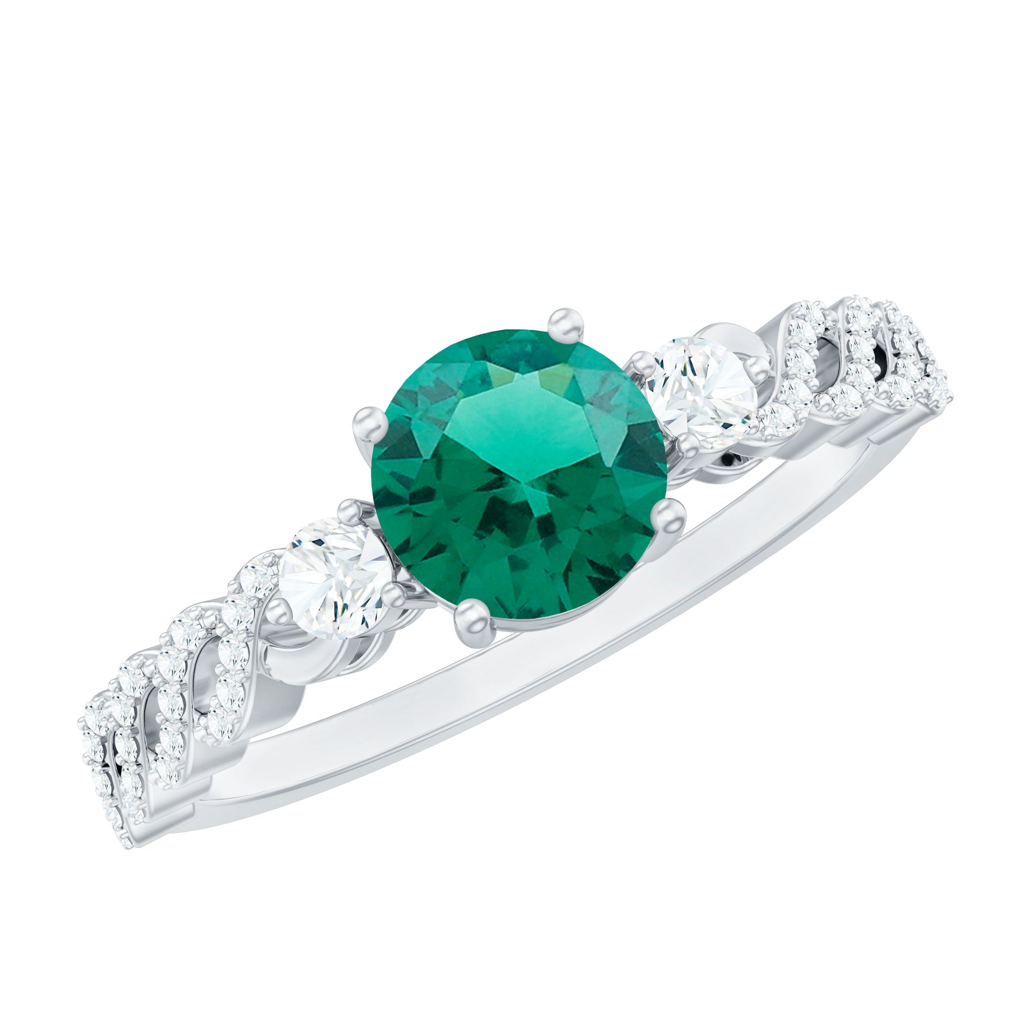 Certified Lab Grown Emerald Diamond Designer Engagement Ring