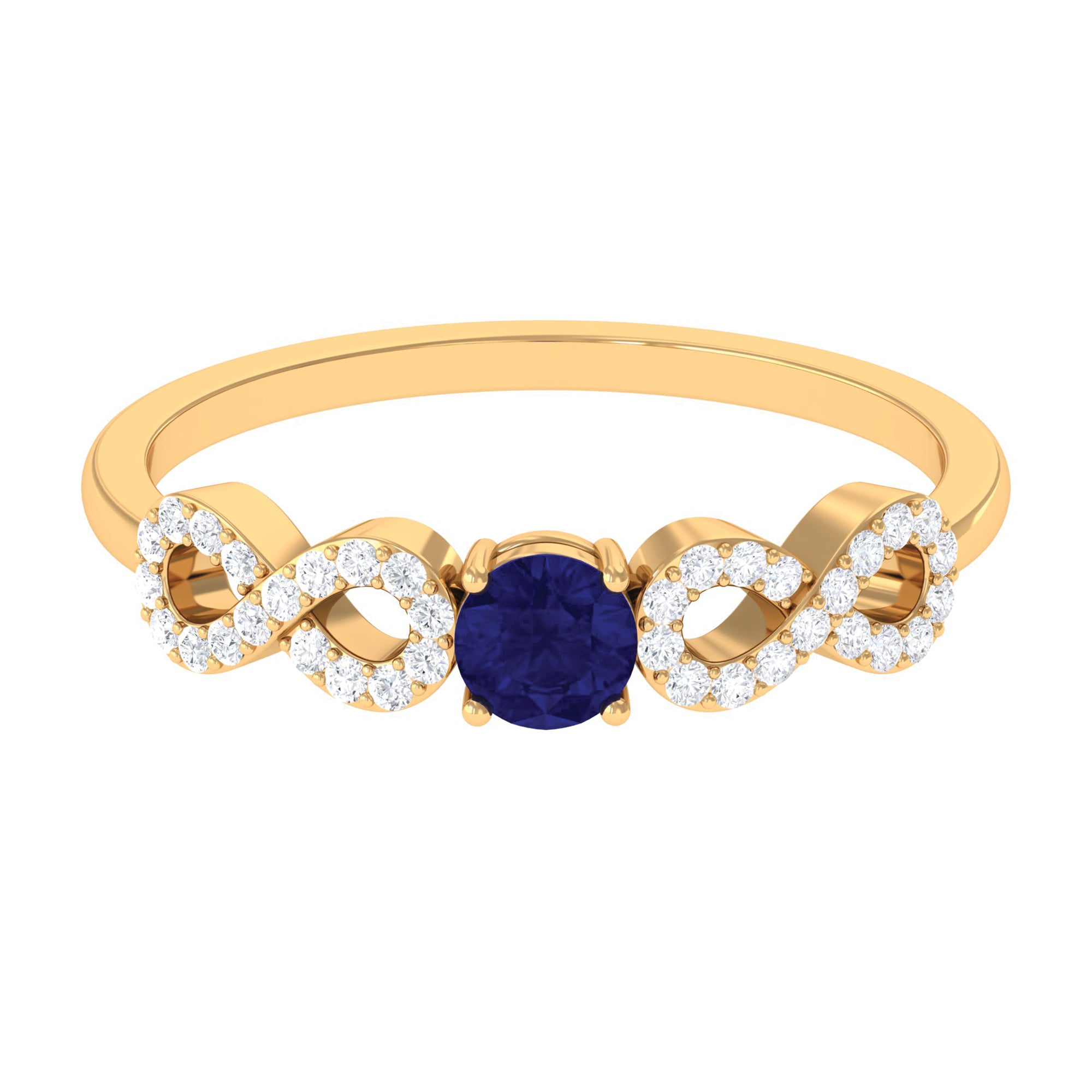 Minimalist Blue Sapphire and Diamond Infinity Promise Ring AAA - Rosec Jewels