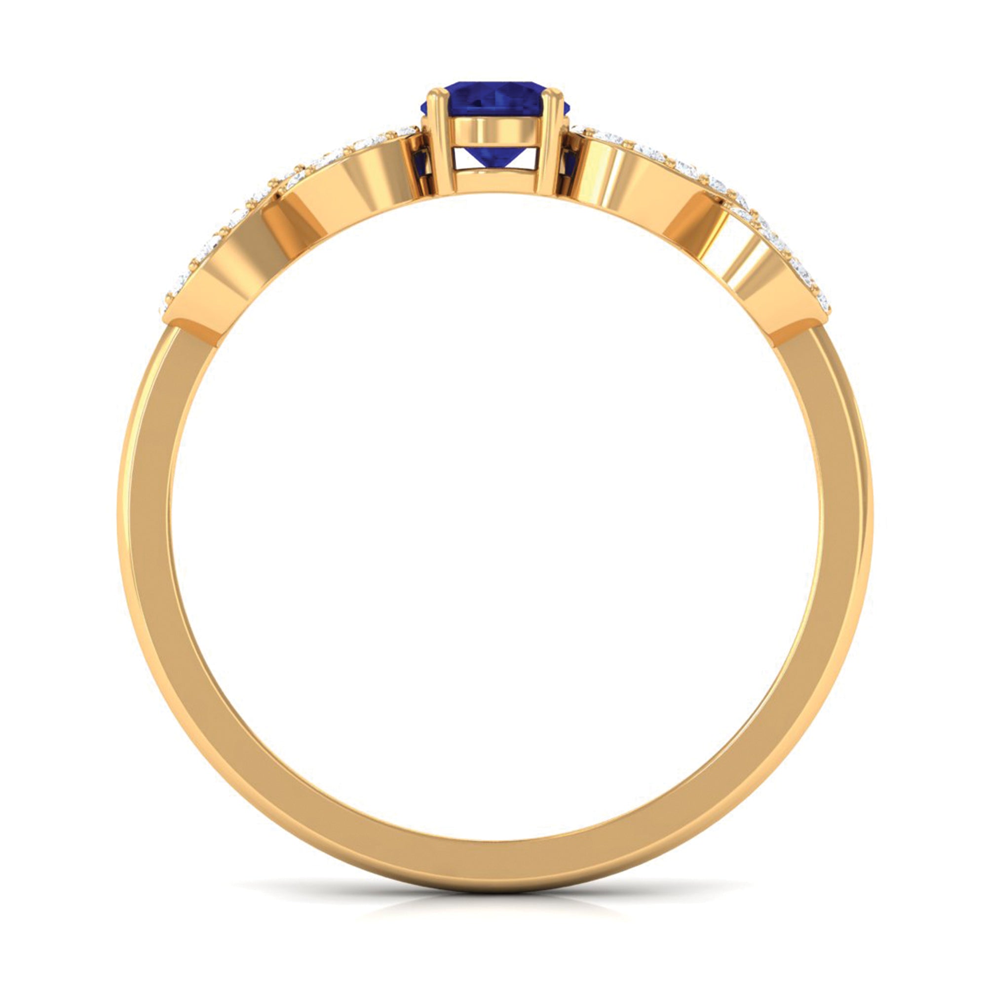 Minimalist Blue Sapphire and Diamond Infinity Promise Ring AAA - Rosec Jewels