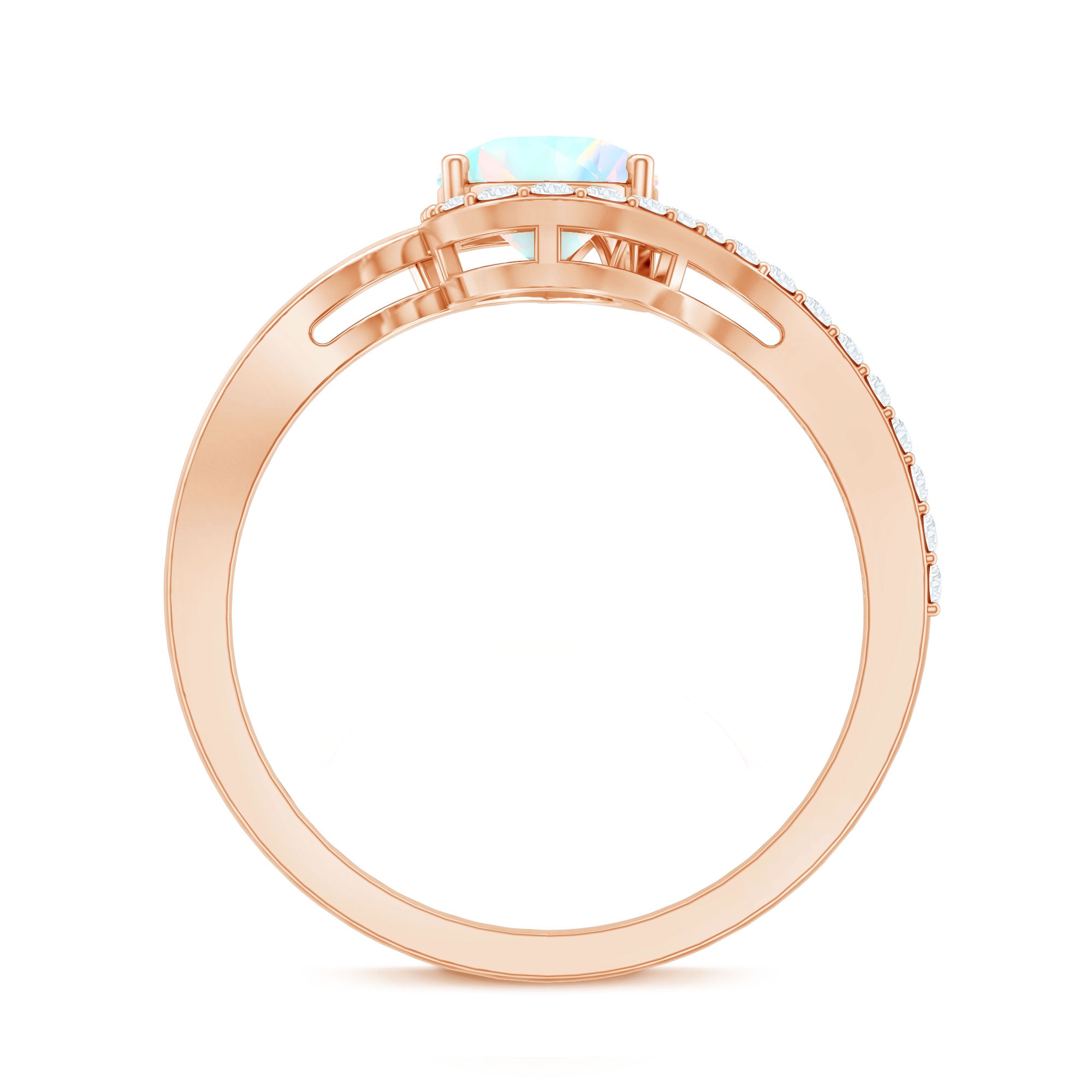 0.7 Carat Pear Cut Ethiopian Opal Engagement Ring with Diamond AAA - Rosec Jewels