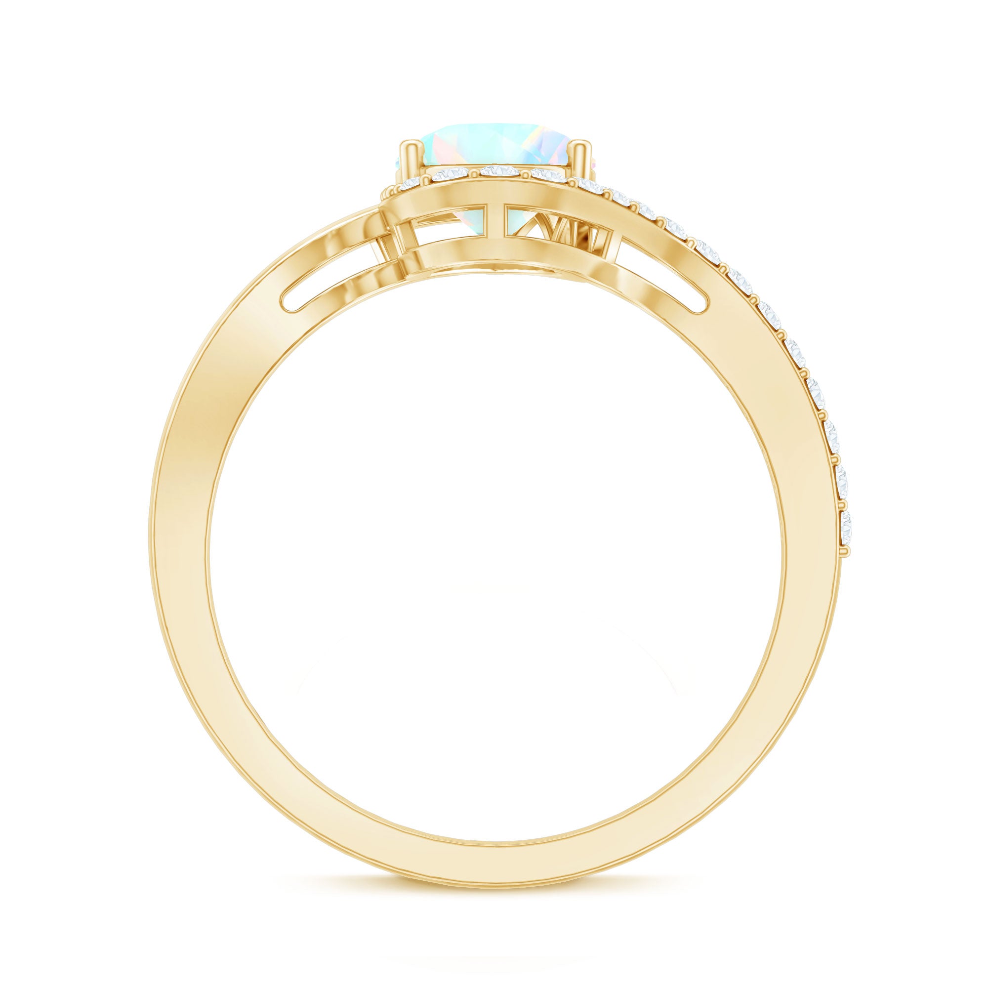 0.7 Carat Pear Cut Ethiopian Opal Engagement Ring with Diamond AAA - Rosec Jewels
