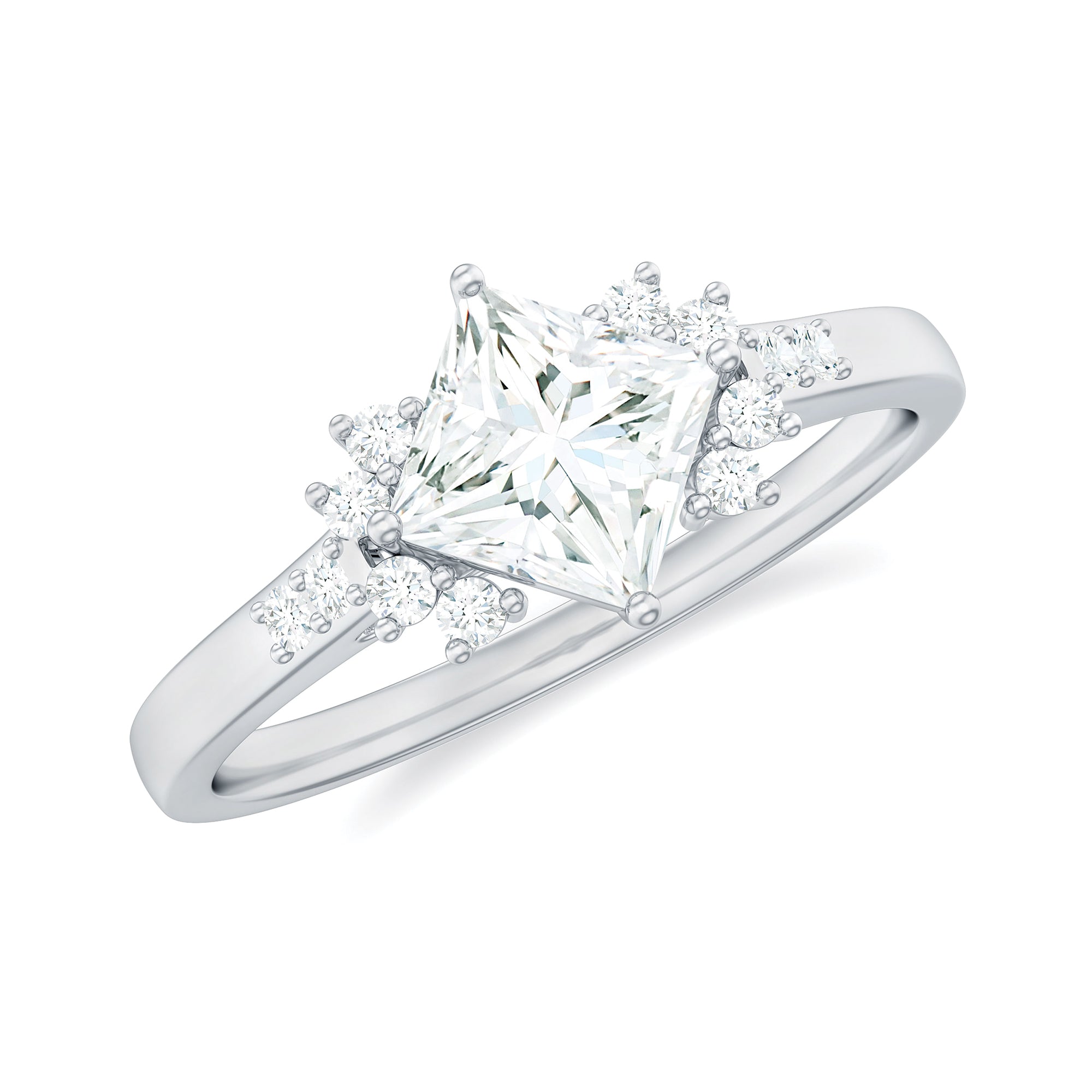 Simple Princess Cut Simulated Diamond Engagement Ring AAAA - Rosec Jewels