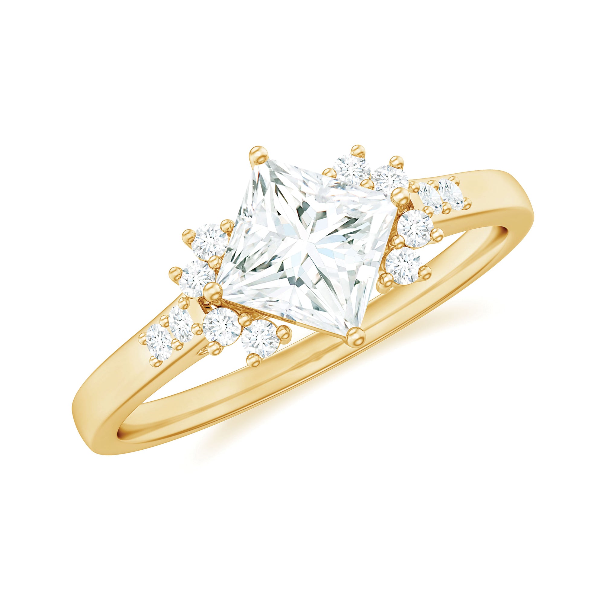 Simple Princess Cut Simulated Diamond Engagement Ring AAAA - Rosec Jewels