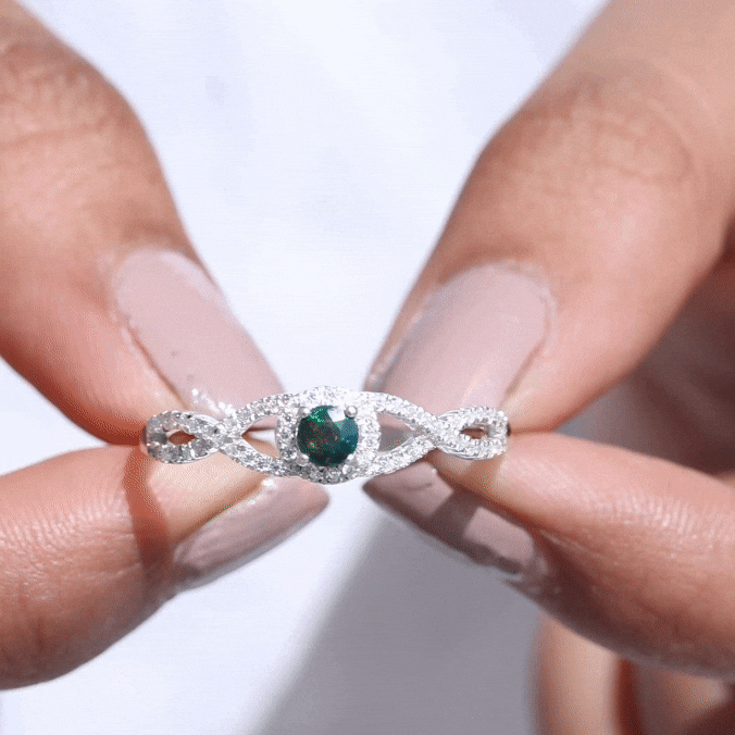 Natural Black Opal and Diamond Halo Engagement Ring AAA - Rosec Jewels