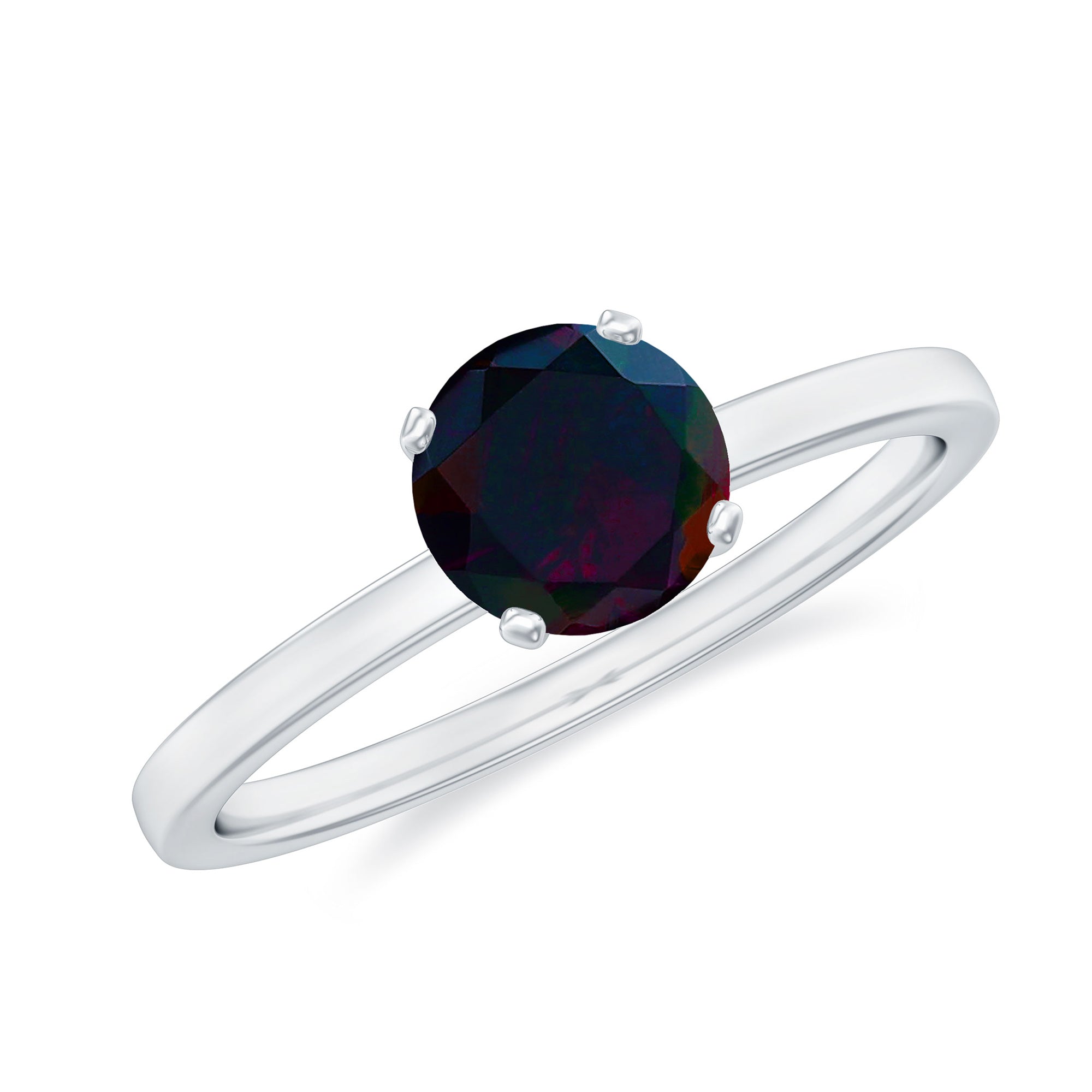 Genuine Black Opal Solitaire Ring for Women AAA - Rosec Jewels