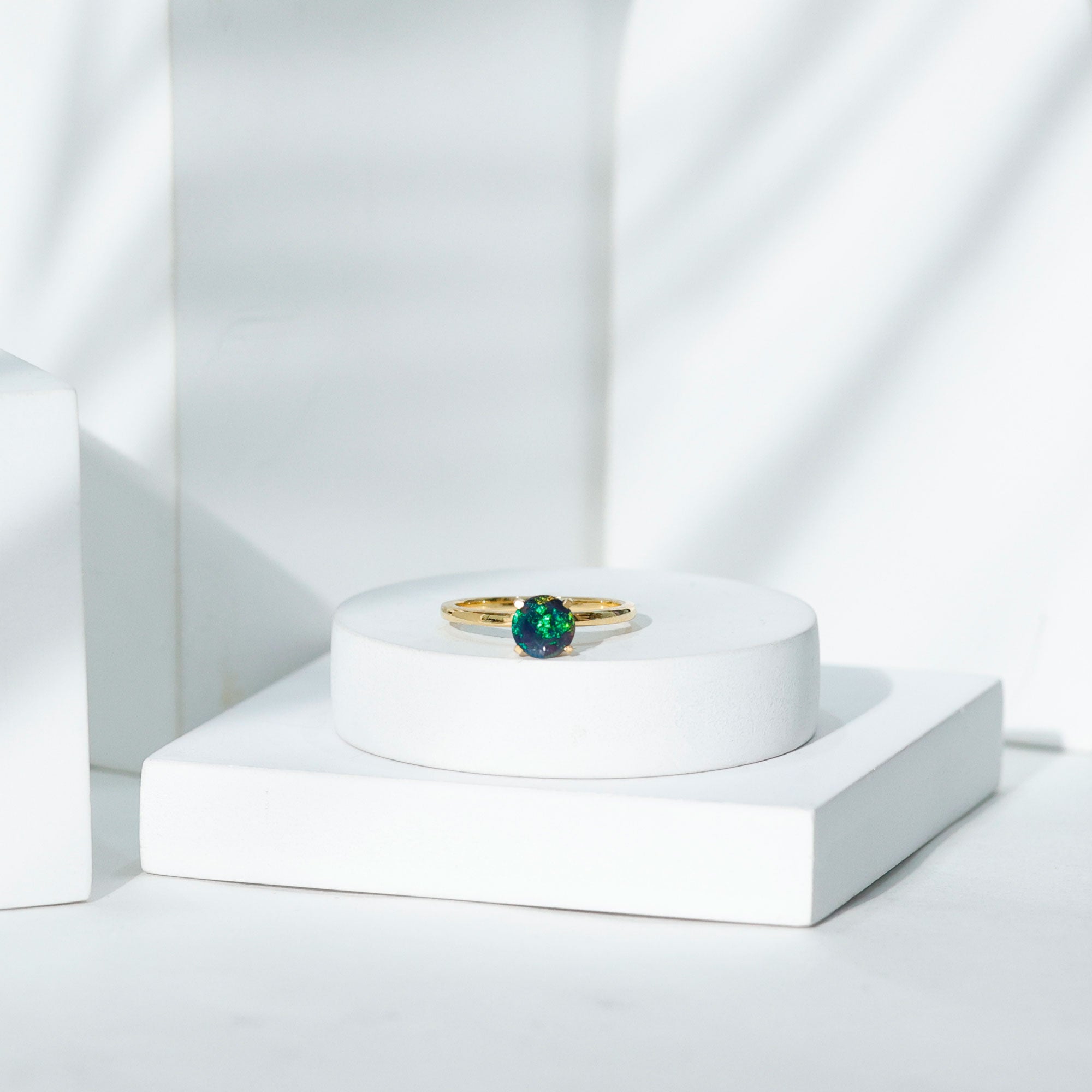 Genuine Black Opal Solitaire Ring for Women AAA - Rosec Jewels