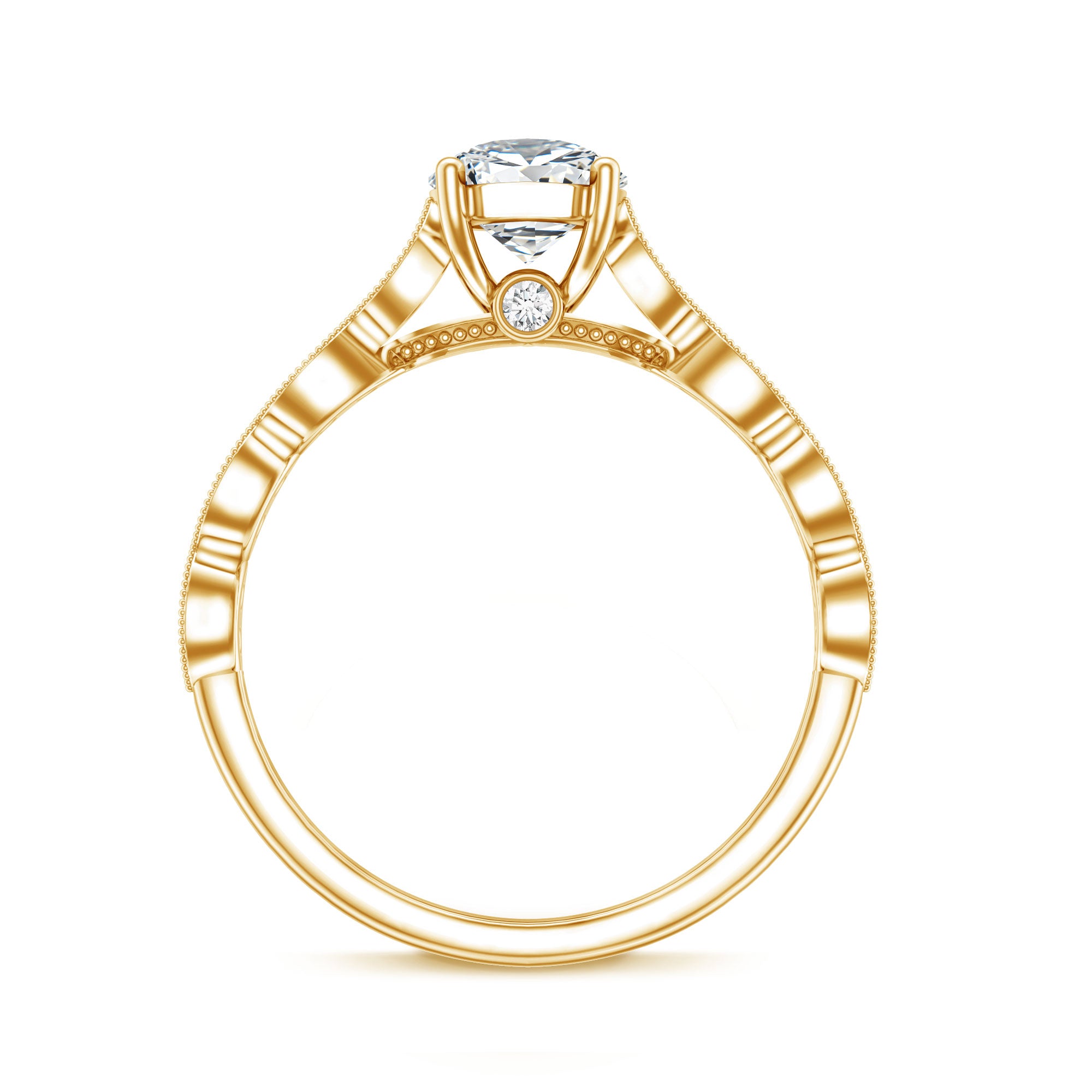 Pear Shape Lab Grown Diamond Scalloped Solitaire Ring Lab - ( EF-VS ) - Rosec Jewels