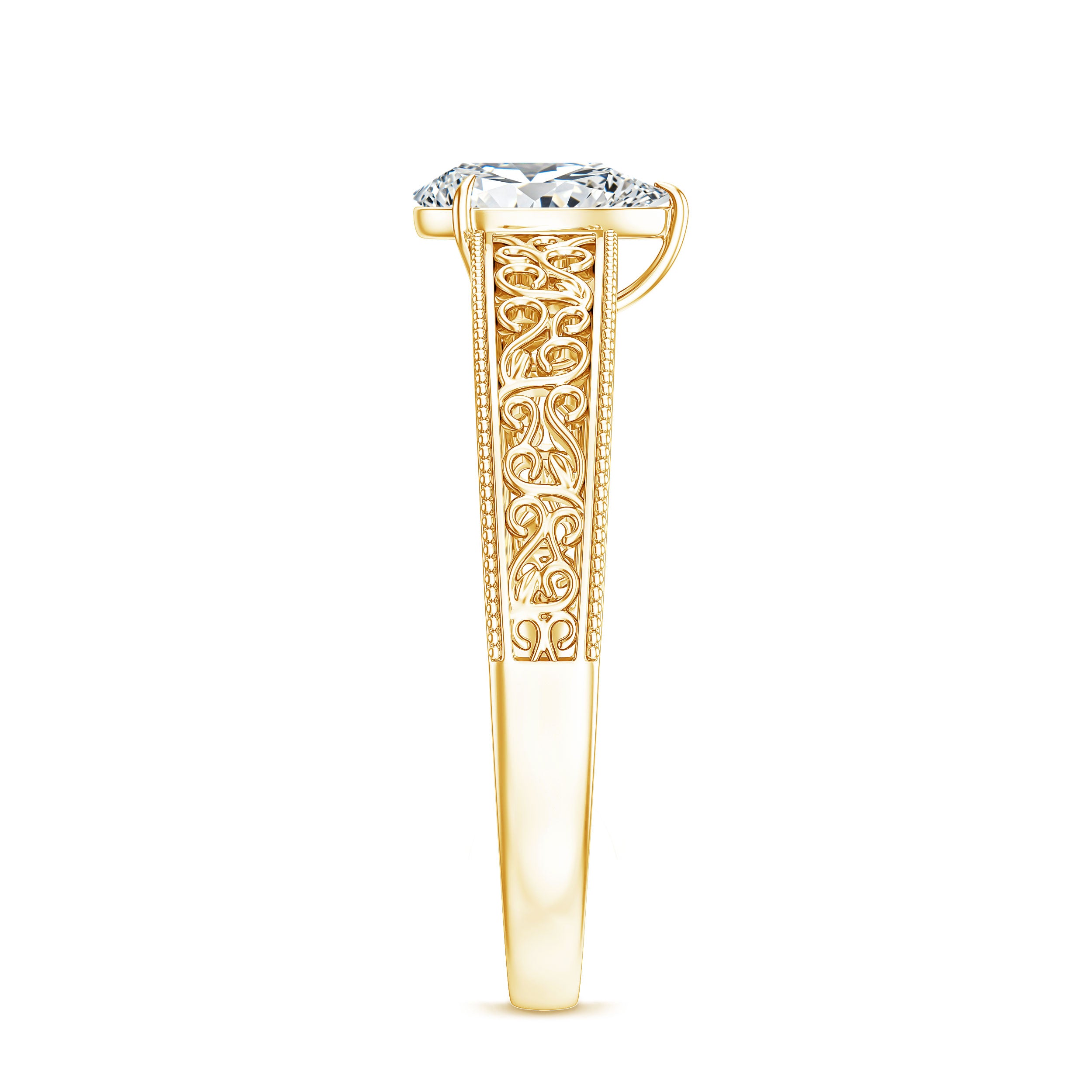 Pear Shape Lab Grown Diamond Vintage Inspired Solitaire Ring Lab - ( EF-VS ) - Rosec Jewels
