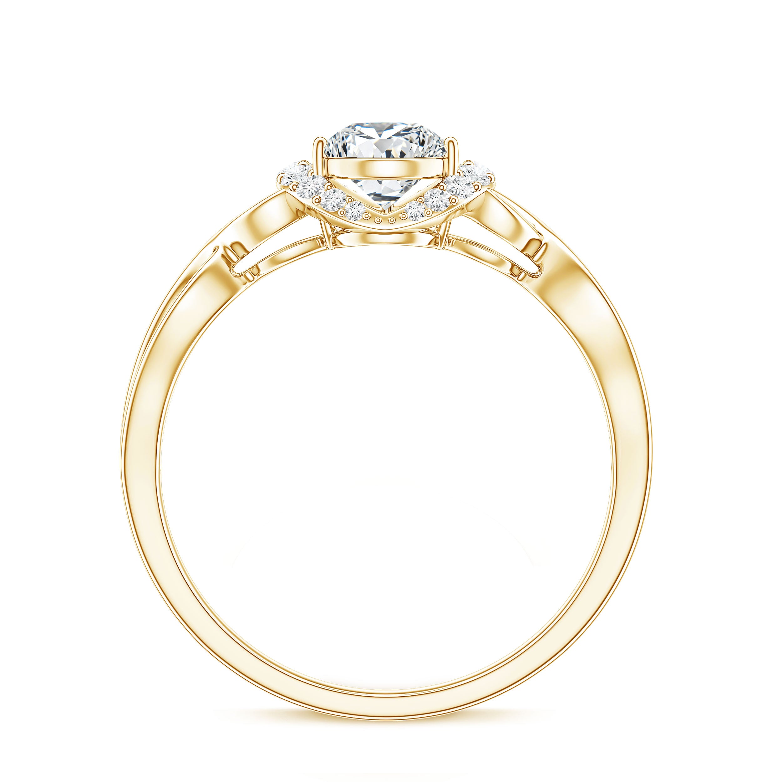 Lab Grown Diamond Collar Engagement Ring in Infinity Shank Lab - ( EF-VS ) - Rosec Jewels